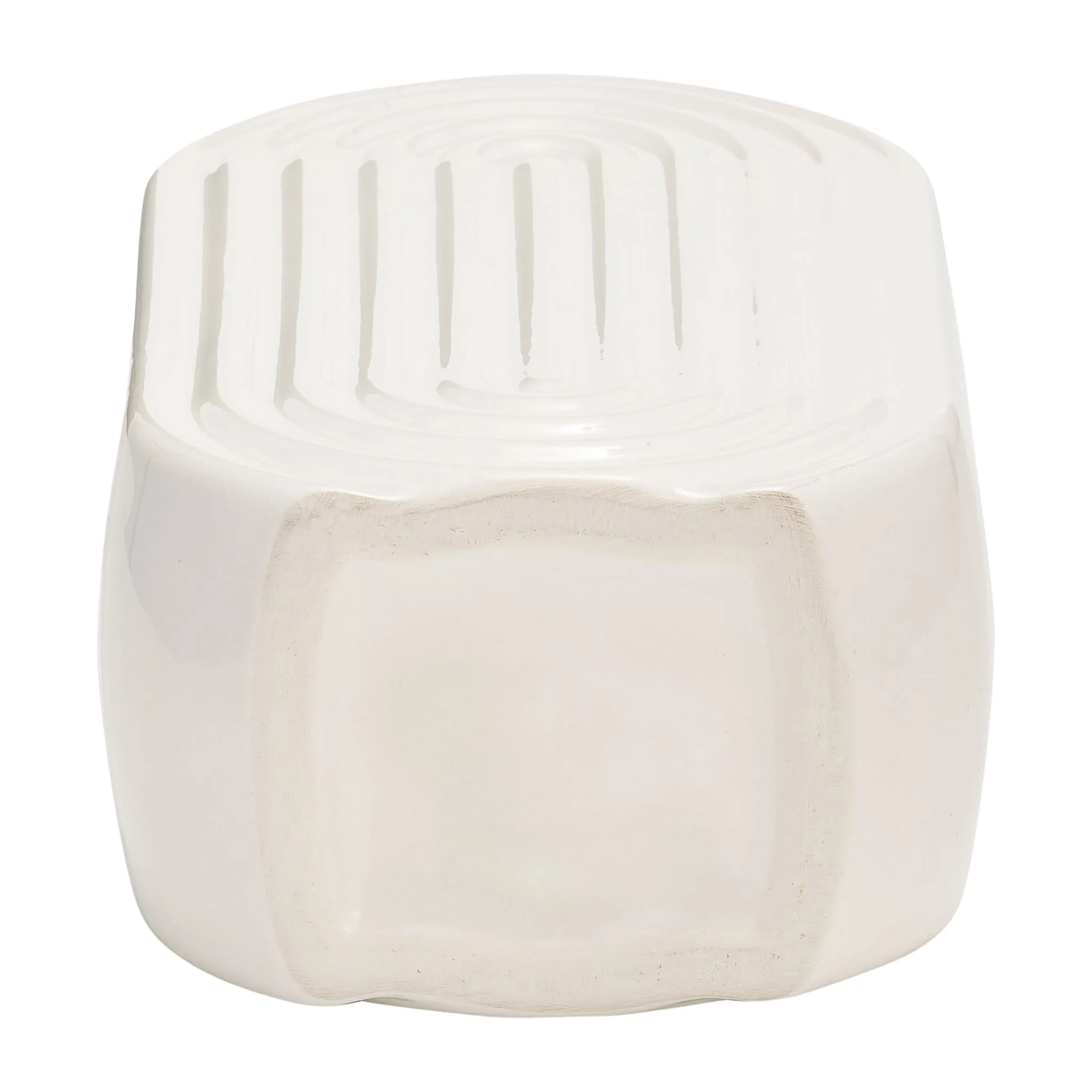 Cer, 9" Oval Ridged Vase, White - Image 7