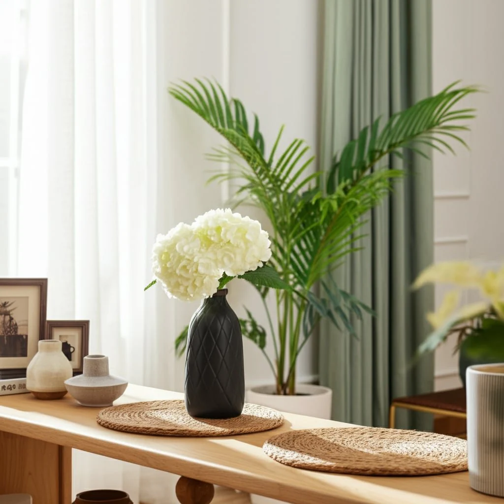 Cer, 9" Plaid Textured Vase, Black - Image 12