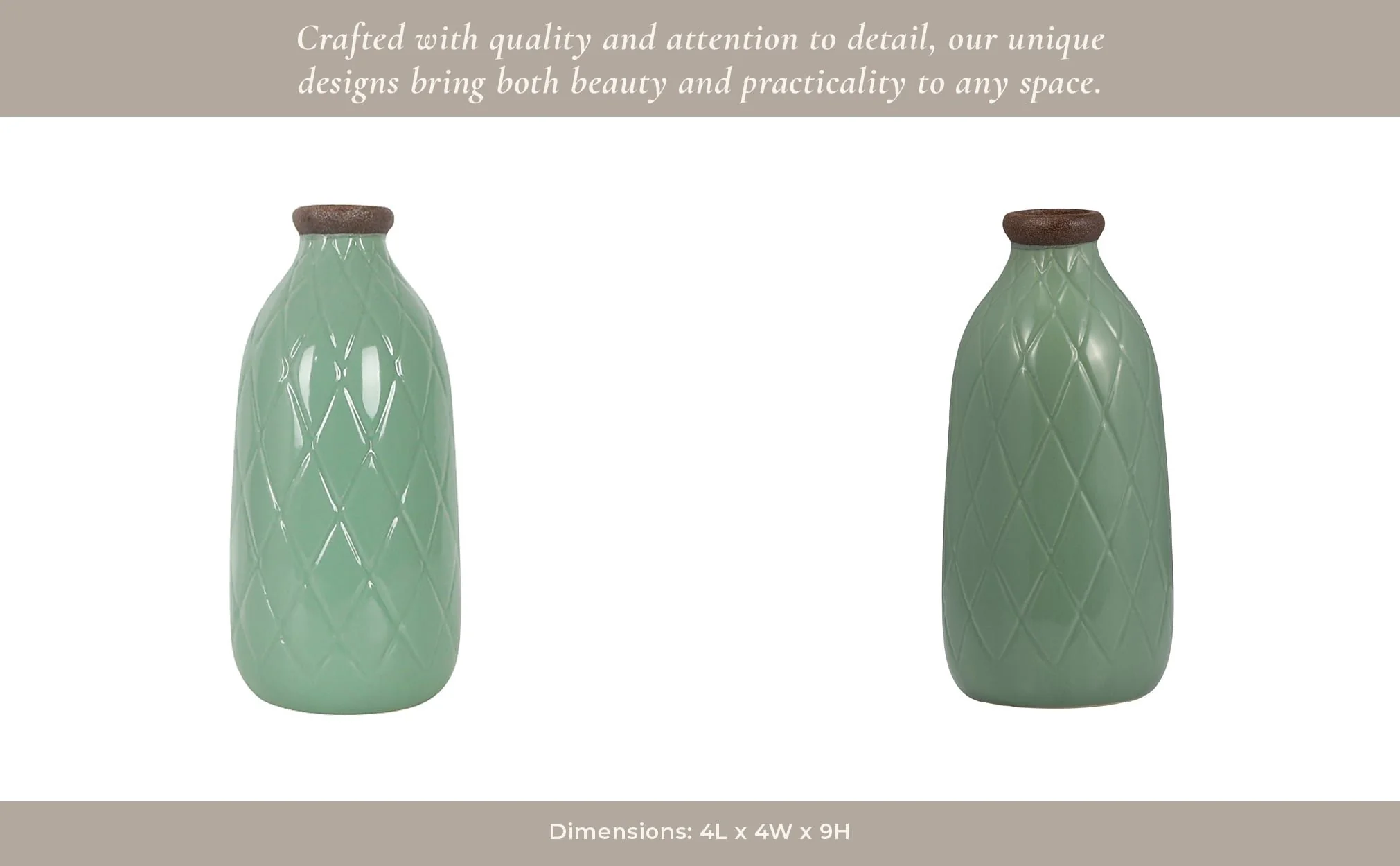 Cer, 9" Plaid Textured Vase, Dark Sage - Image 15
