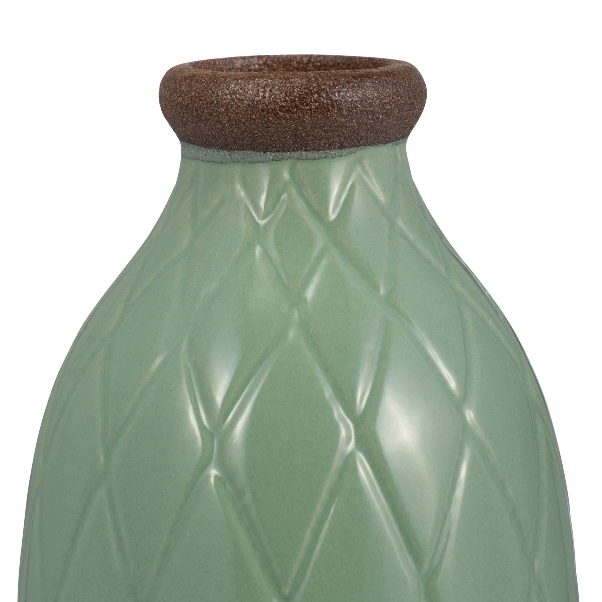 Cer, 9" Plaid Textured Vase, Dark Sage - Image 3