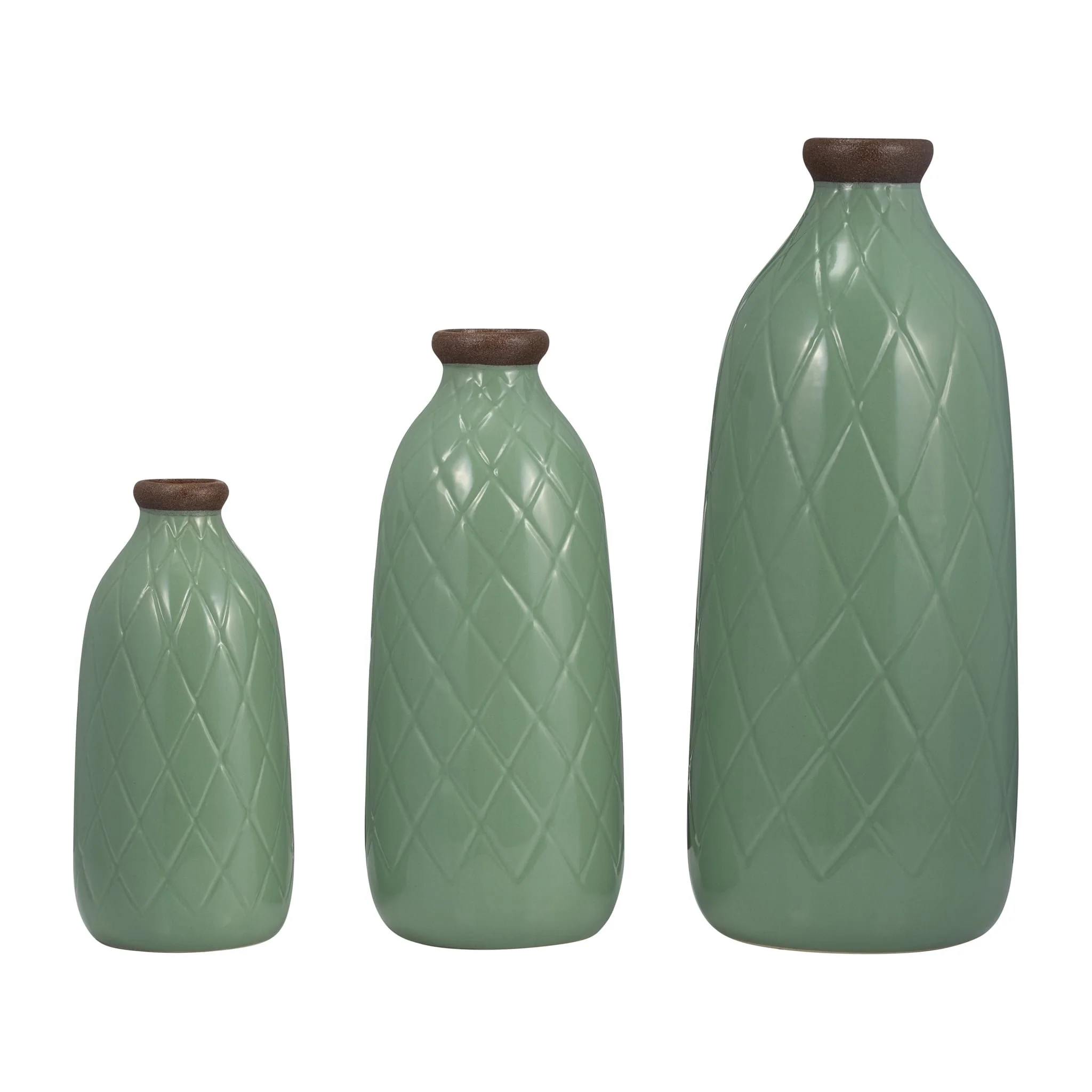 Cer, 9" Plaid Textured Vase, Dark Sage - Image 8