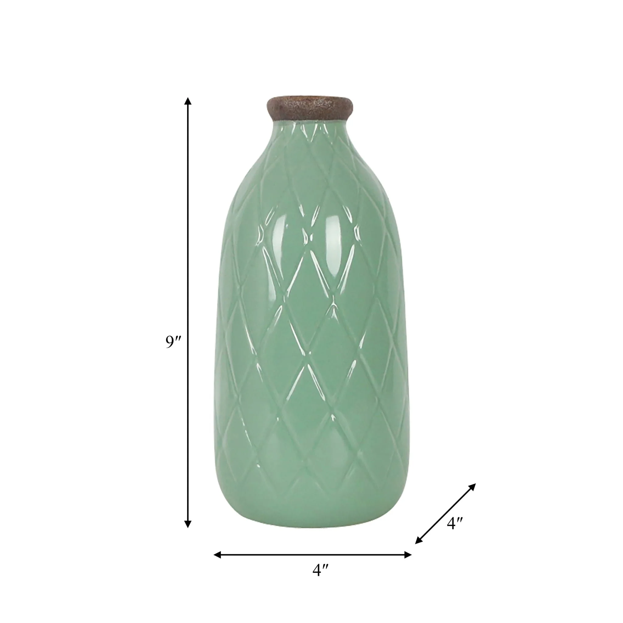 Cer, 9" Plaid Textured Vase, Dark Sage - Image 9