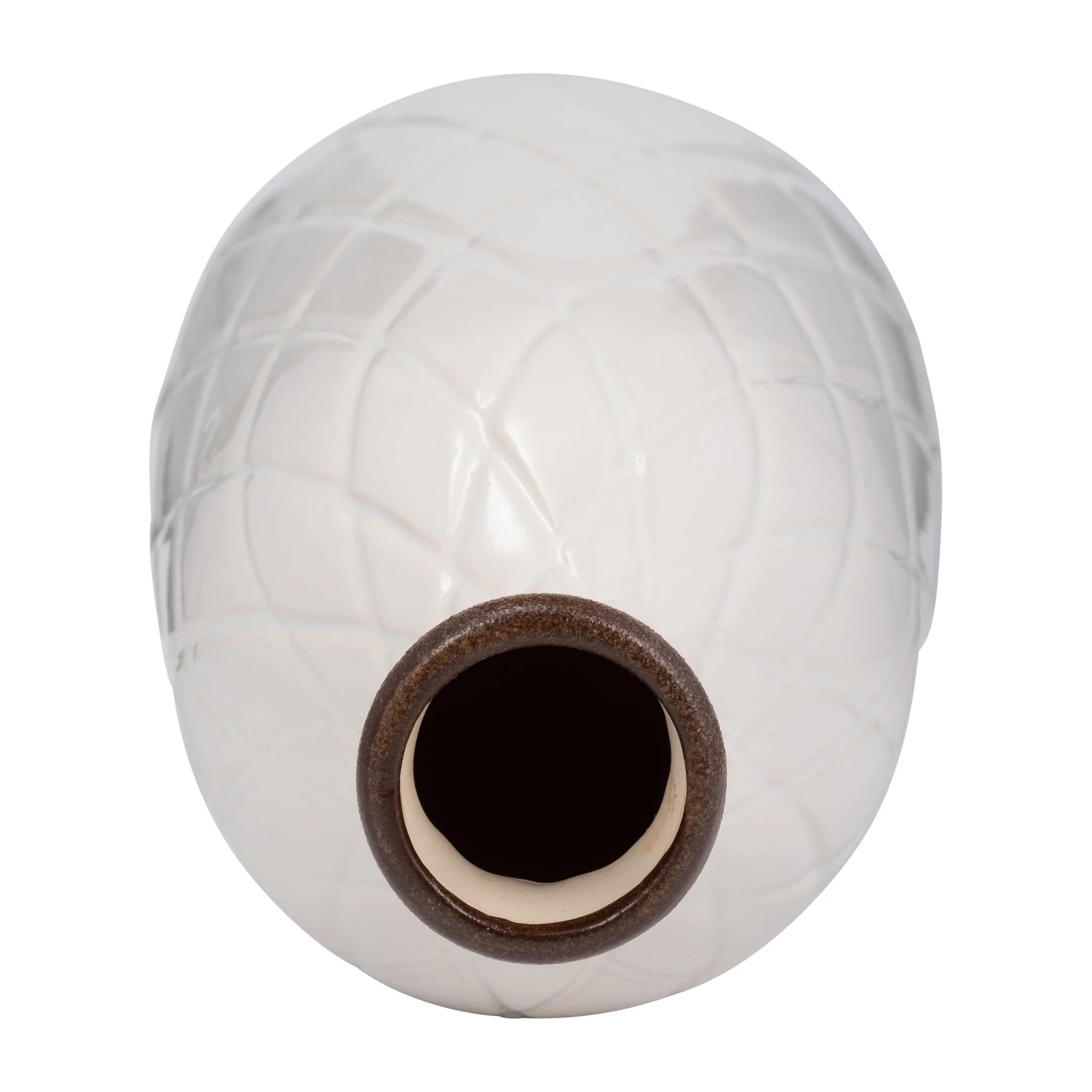 Cer, 9" Plaid Textured Vase, White - Image 6