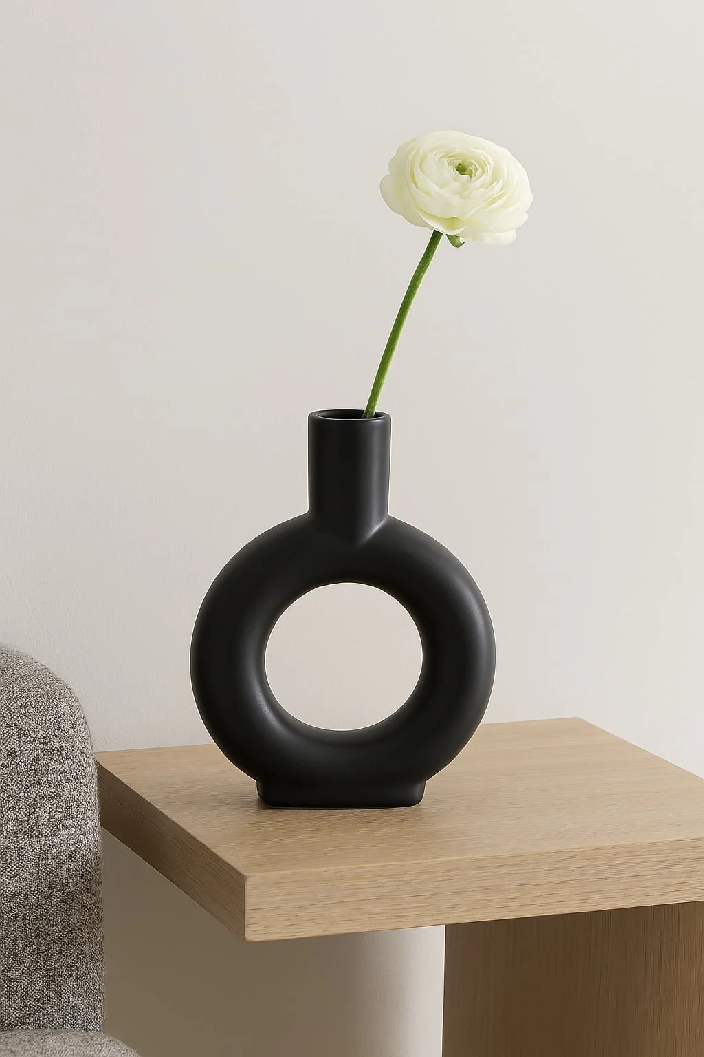 Cer, 9" Round Cut-out Vase, Black - Image 10