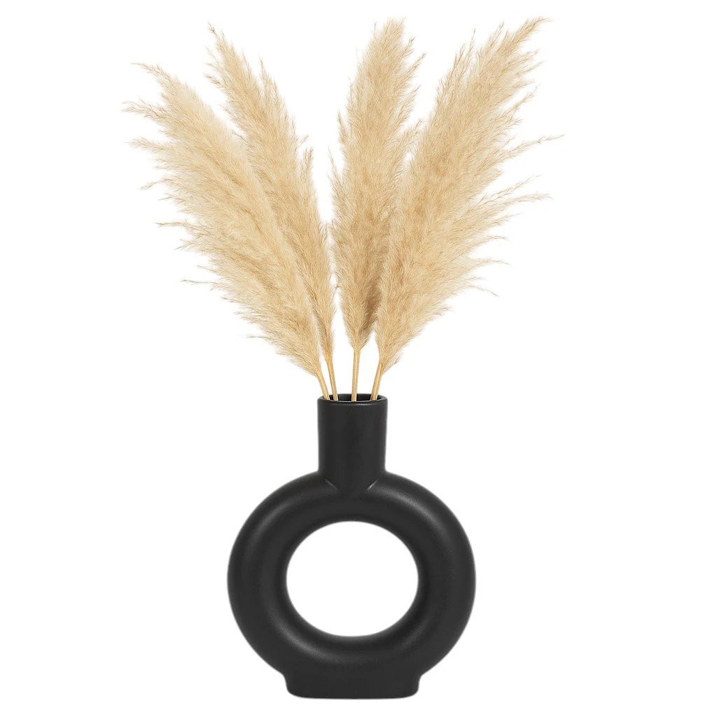 Cer, 9" Round Cut-out Vase, Black - Image 2