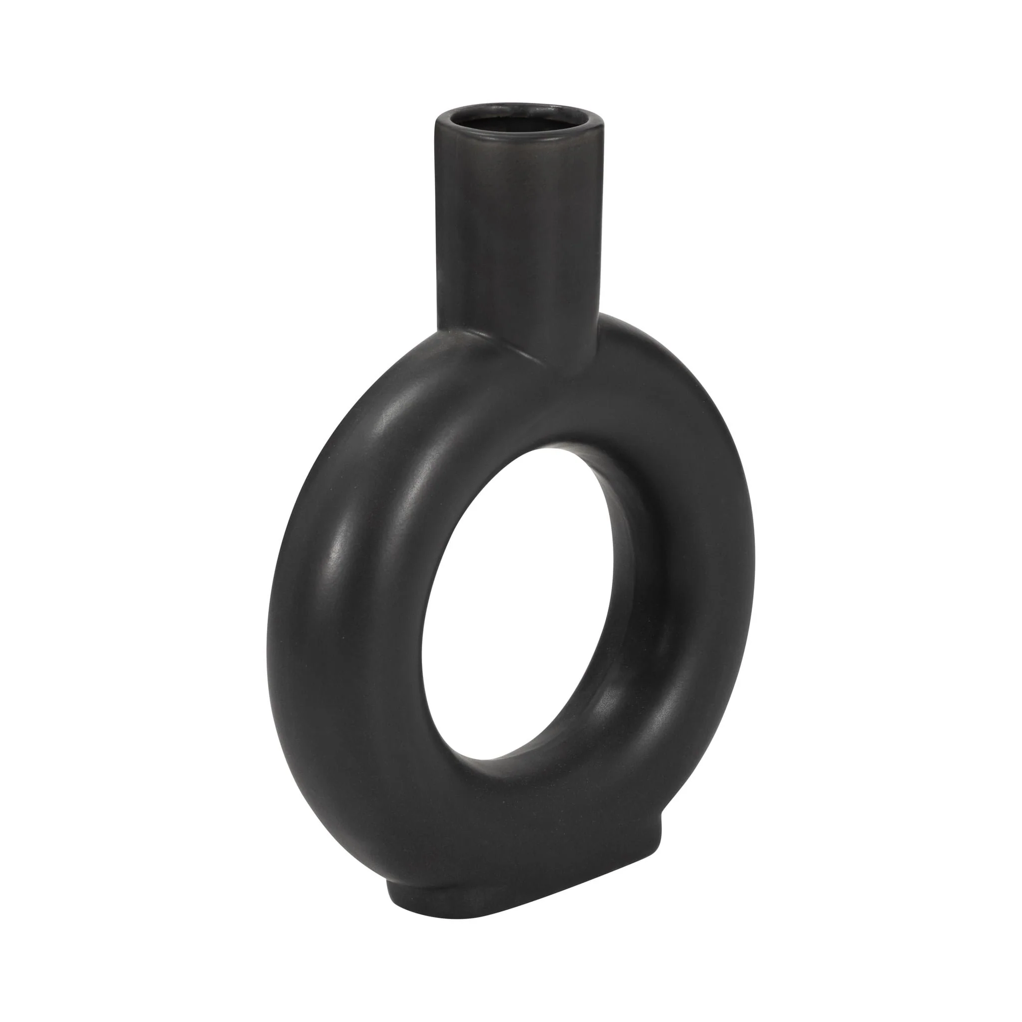 Cer, 9" Round Cut-out Vase, Black - Image 3
