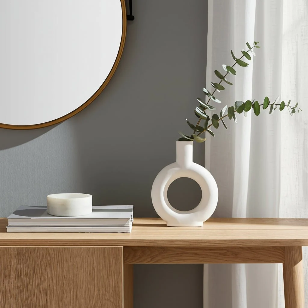 Cer, 9" Round Cut-out Vase, White - Image 10