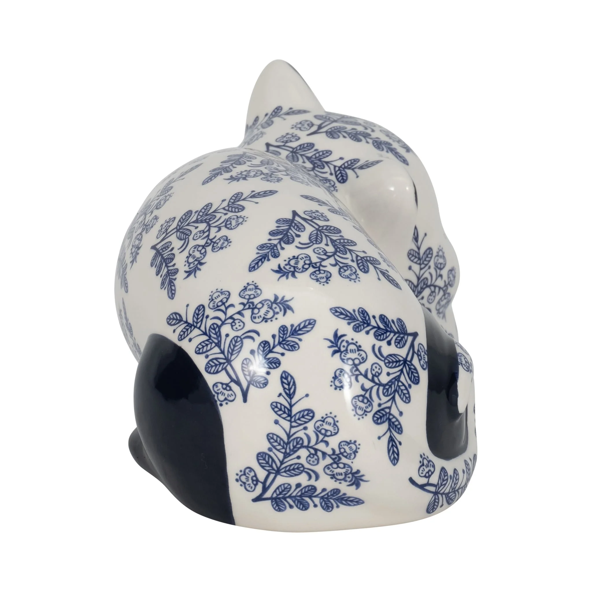 Cer, 9" Sleeping Chinoiserie Cat, Blue/white - Image 3