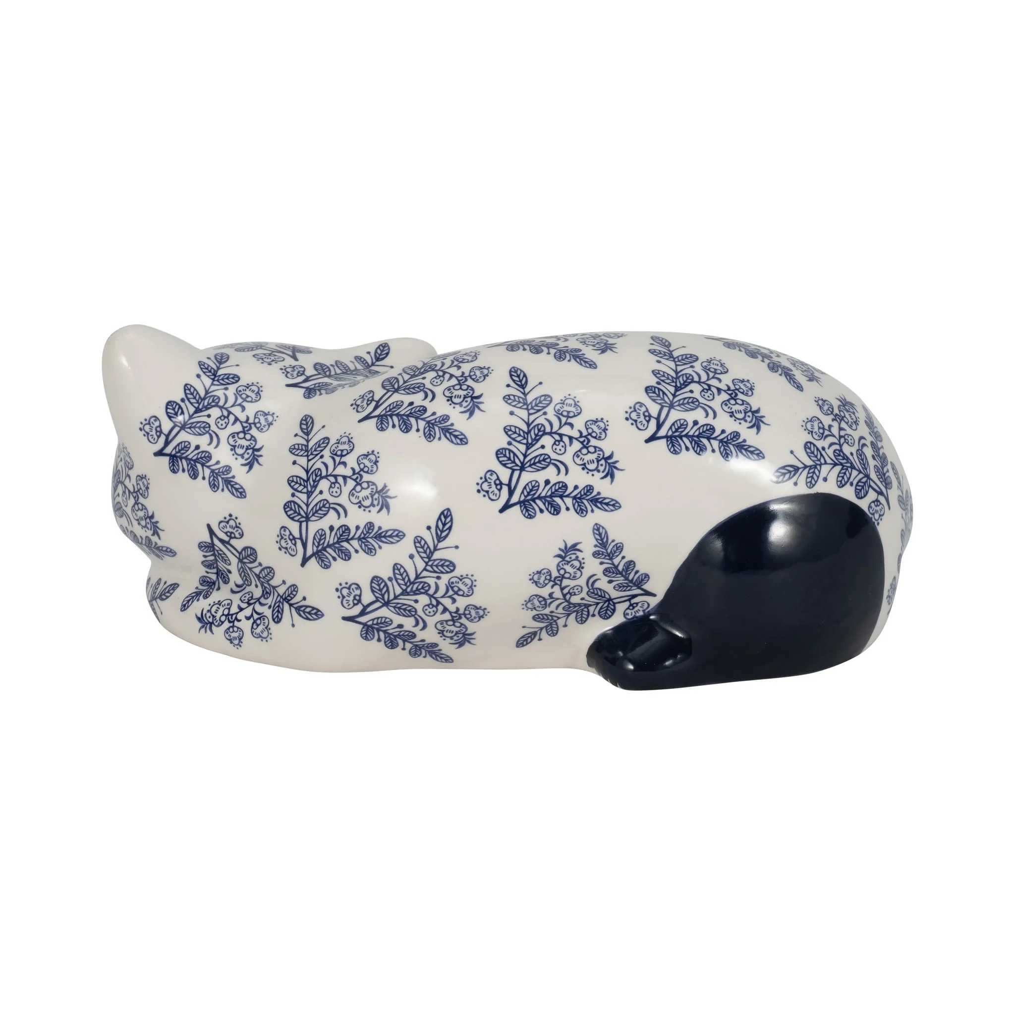 Cer, 9" Sleeping Chinoiserie Cat, Blue/white - Image 4