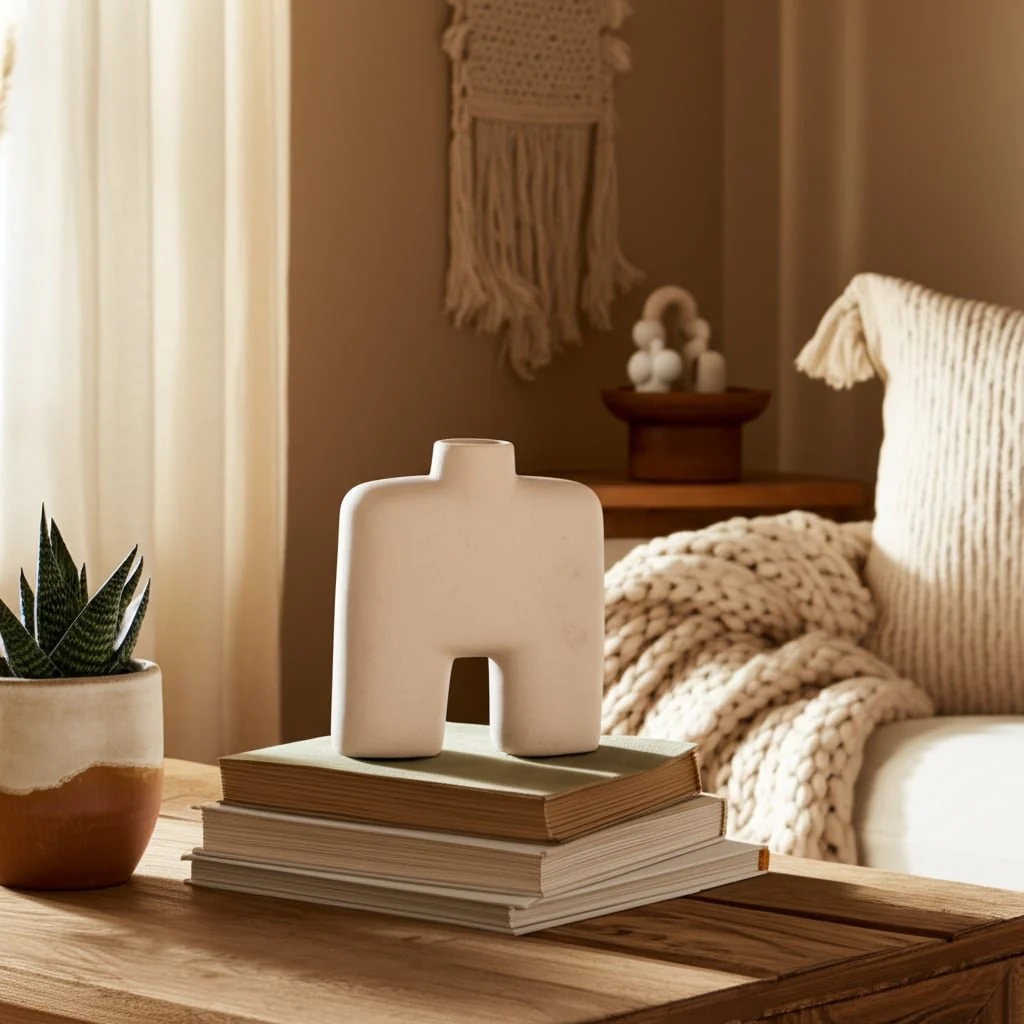 Cer, 9" Square Shape Vase, Ivory - Image 13