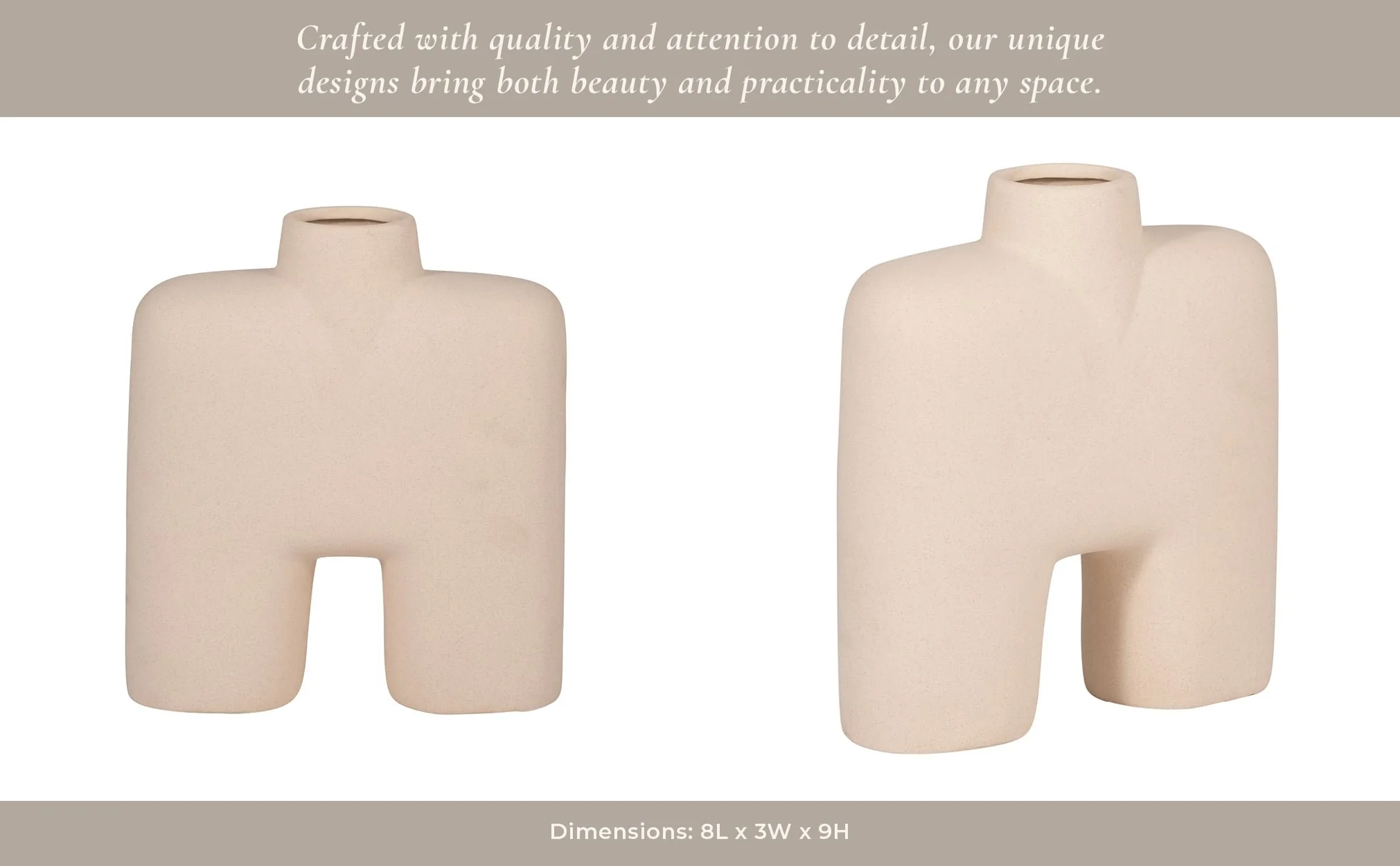 Cer, 9" Square Shape Vase, Ivory - Image 14