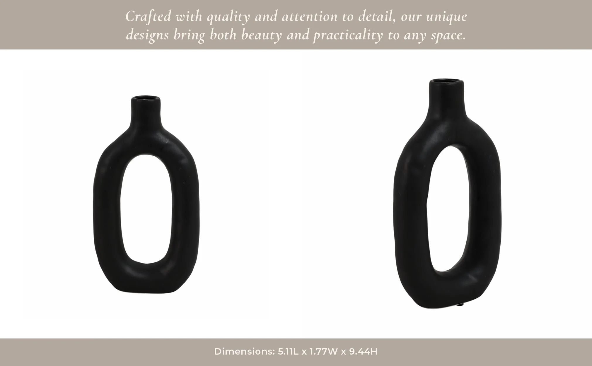 Cer, 9" Textured Cut-out Vase, Black - Image 15