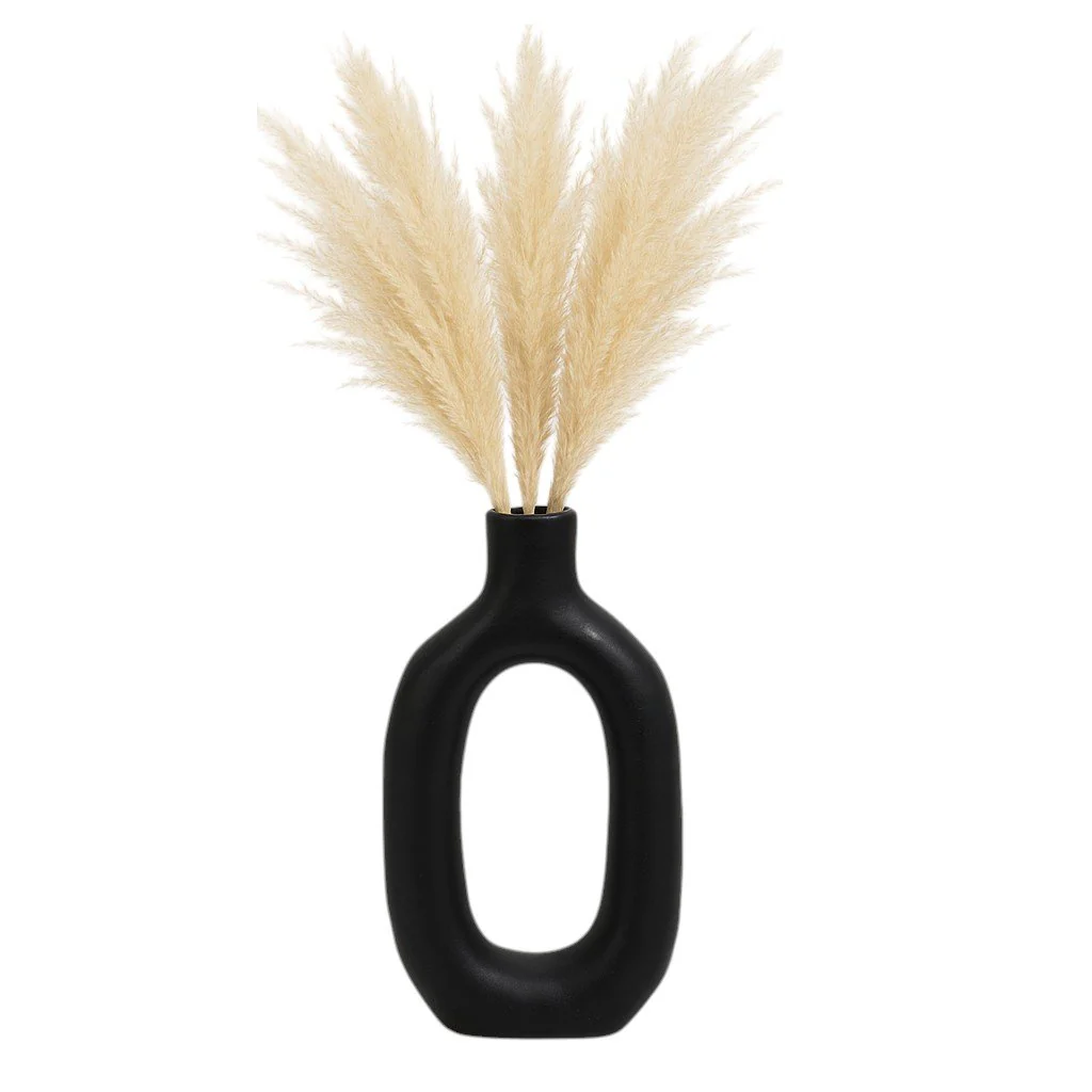 Cer, 9" Textured Cut-out Vase, Black - Image 2