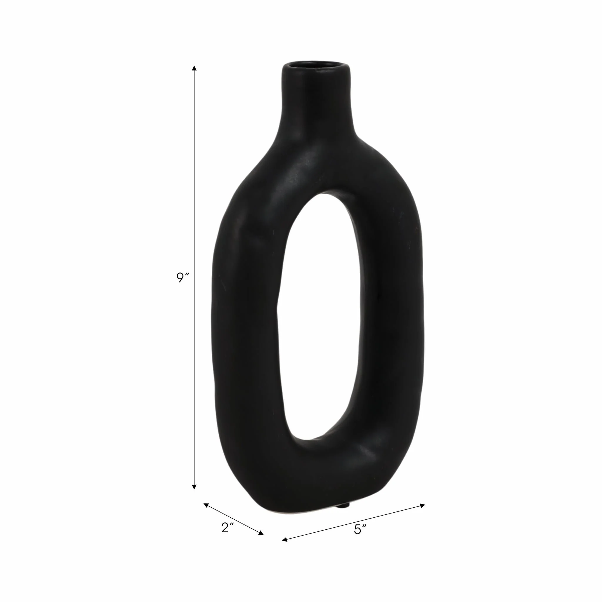 Cer, 9" Textured Cut-out Vase, Black - Image 9