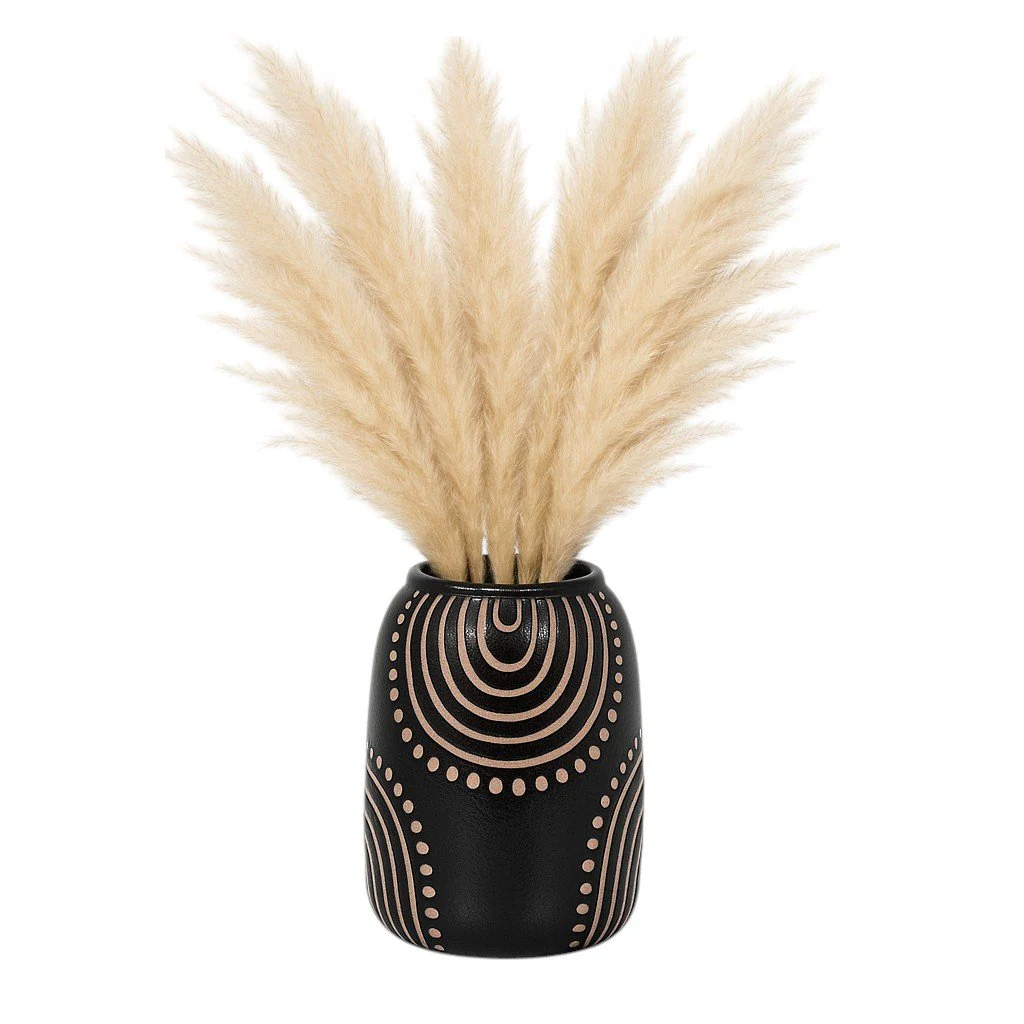 Cer, 9" Tribal Arch Vase, Black/tan - Image 2