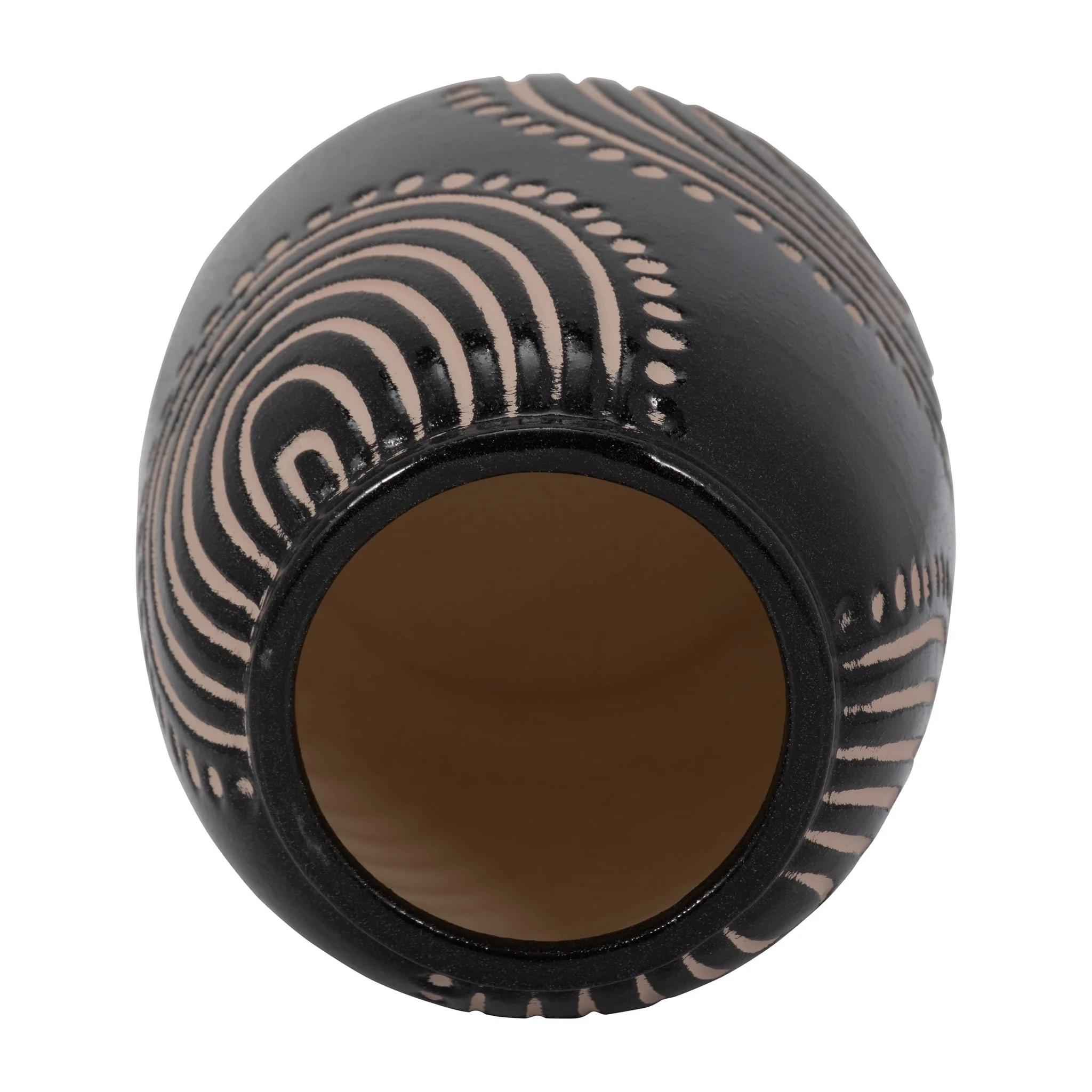Cer, 9" Tribal Arch Vase, Black/tan - Image 5
