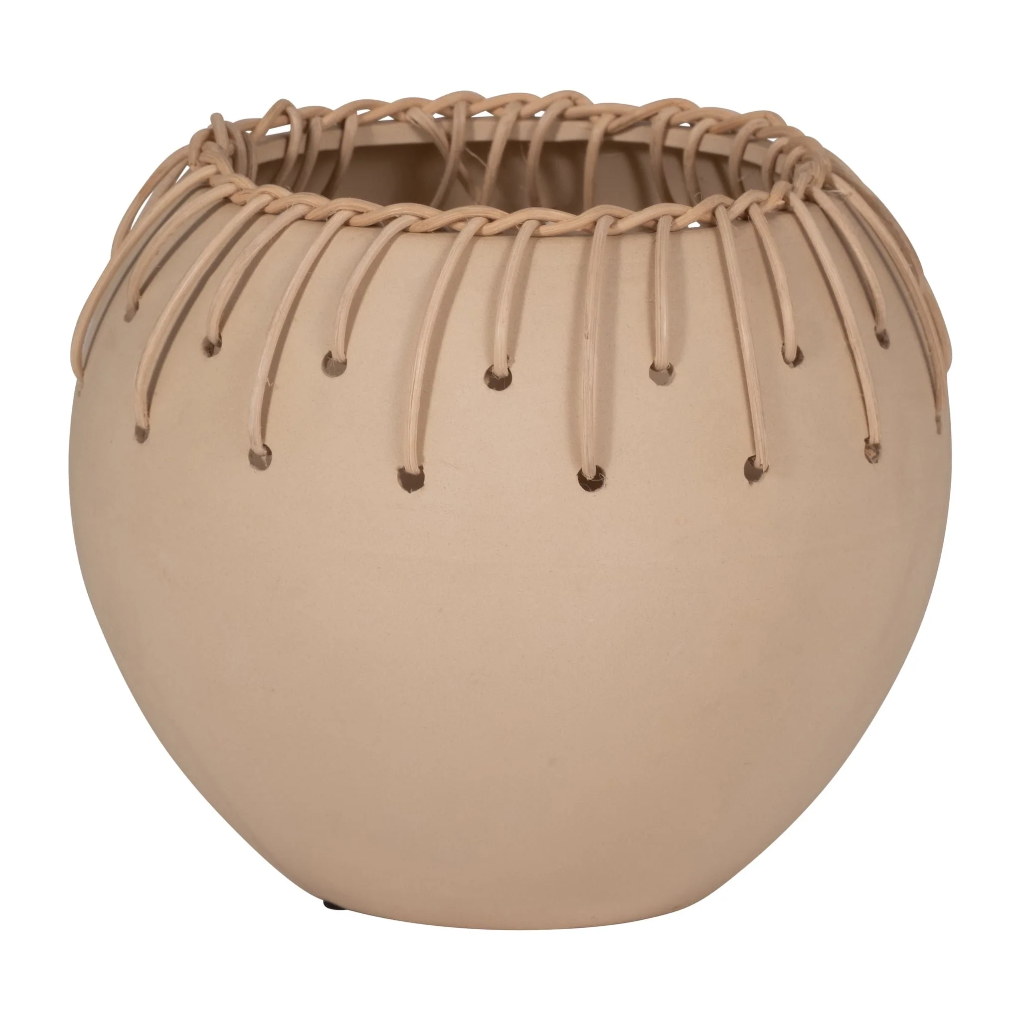 Cer, 9"d Bowl W/ Weaving, Natural - Image 3