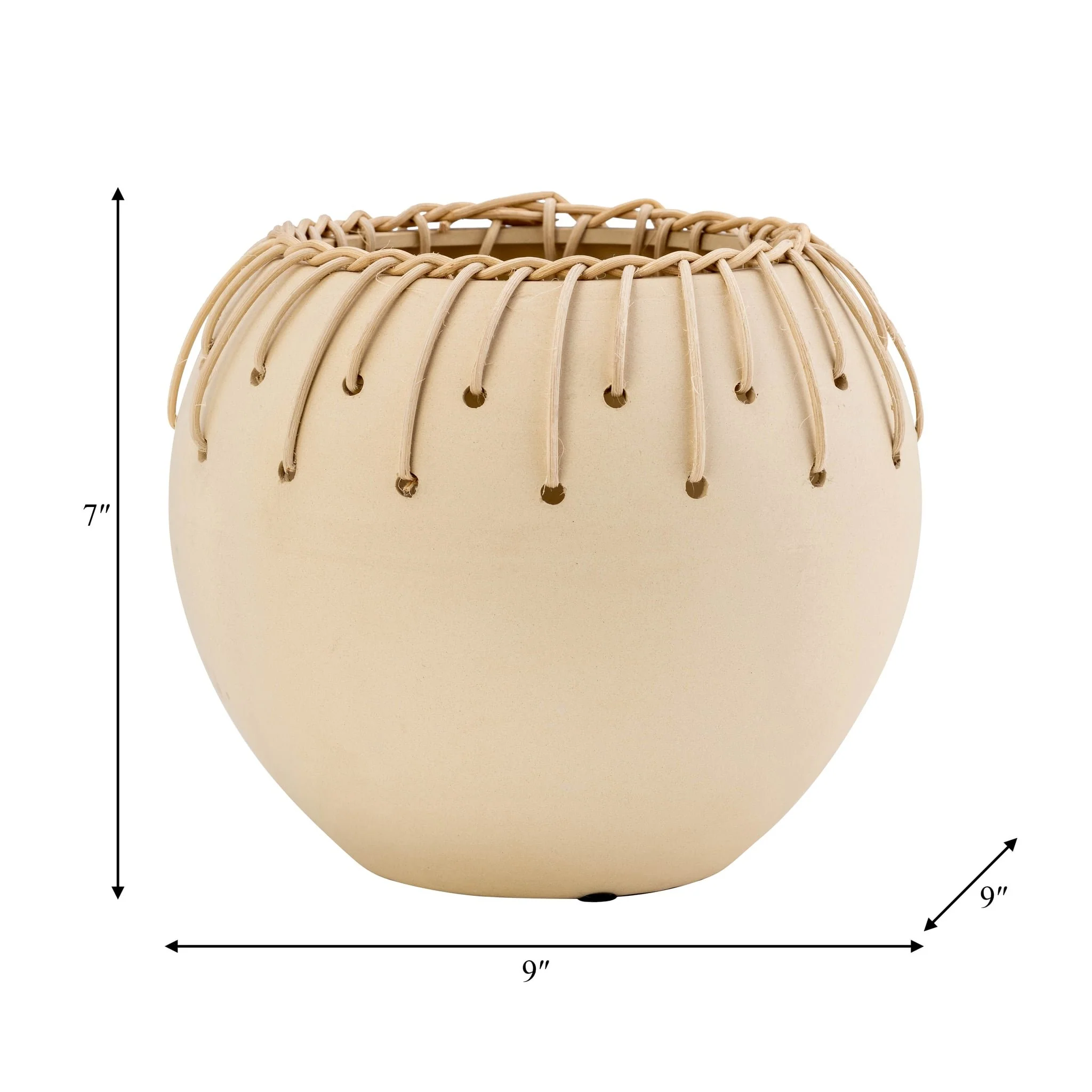 Cer, 9"d Bowl W/ Weaving, Natural - Image 8