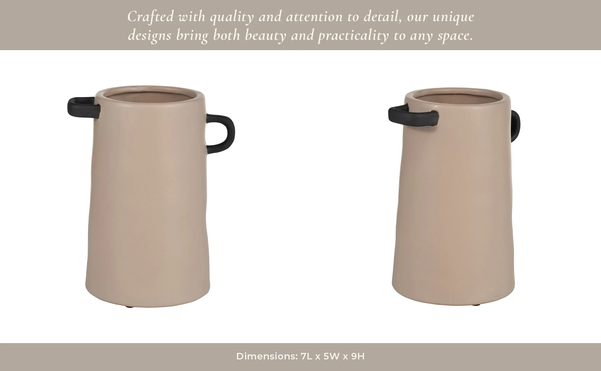Cer, 9"h Eared Vase, Irish Cream - Image 13