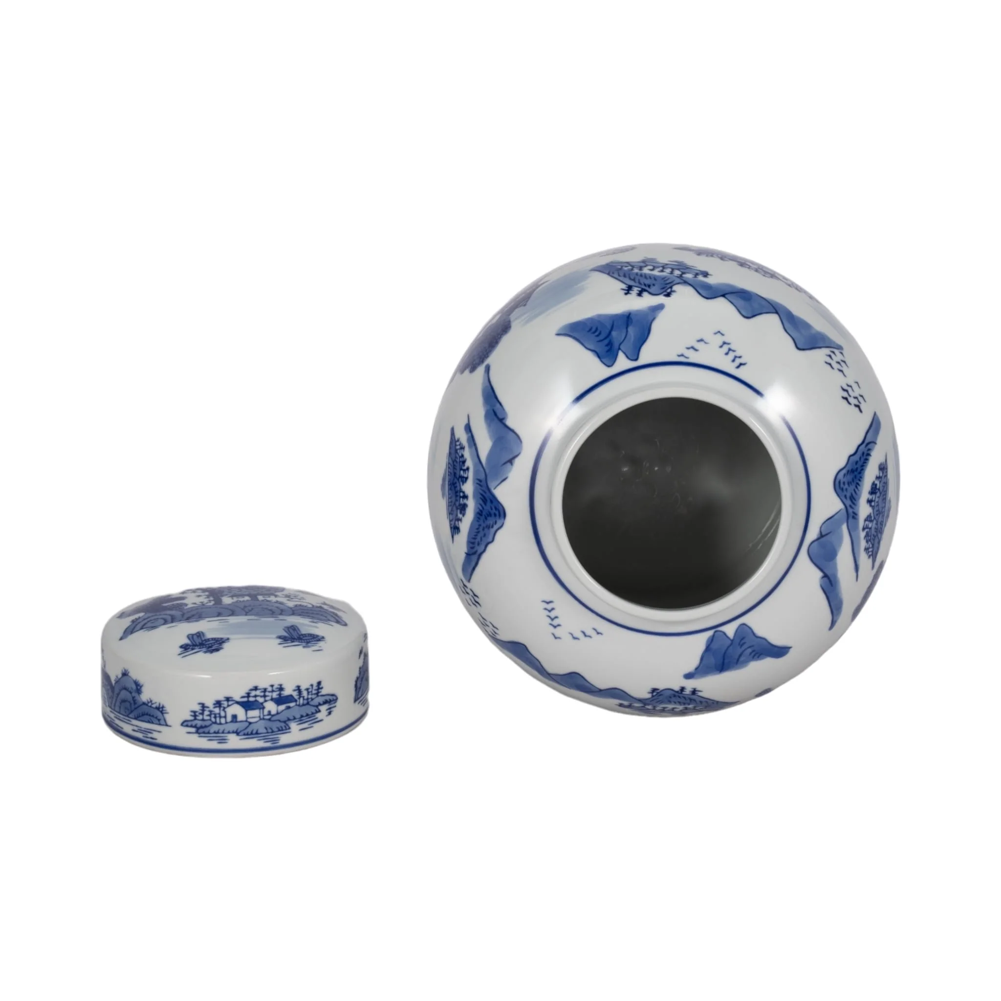 Cer, 9"h Rounded Jar W/ Lid, Blue - Image 6