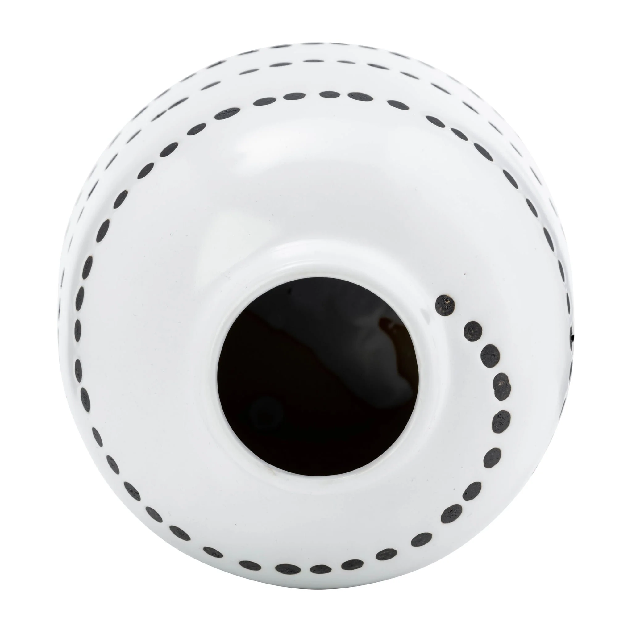 Cer, 9"h Spiral Dot Flower Vase, White/black - Image 4