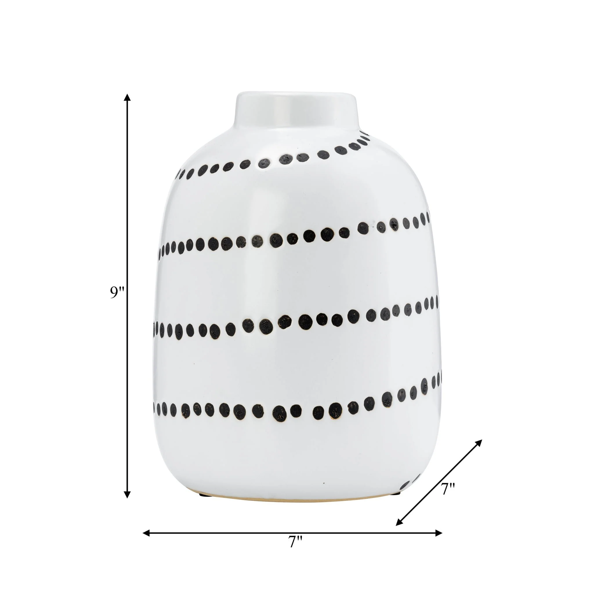 Cer, 9"h Spiral Dot Flower Vase, White/black - Image 8
