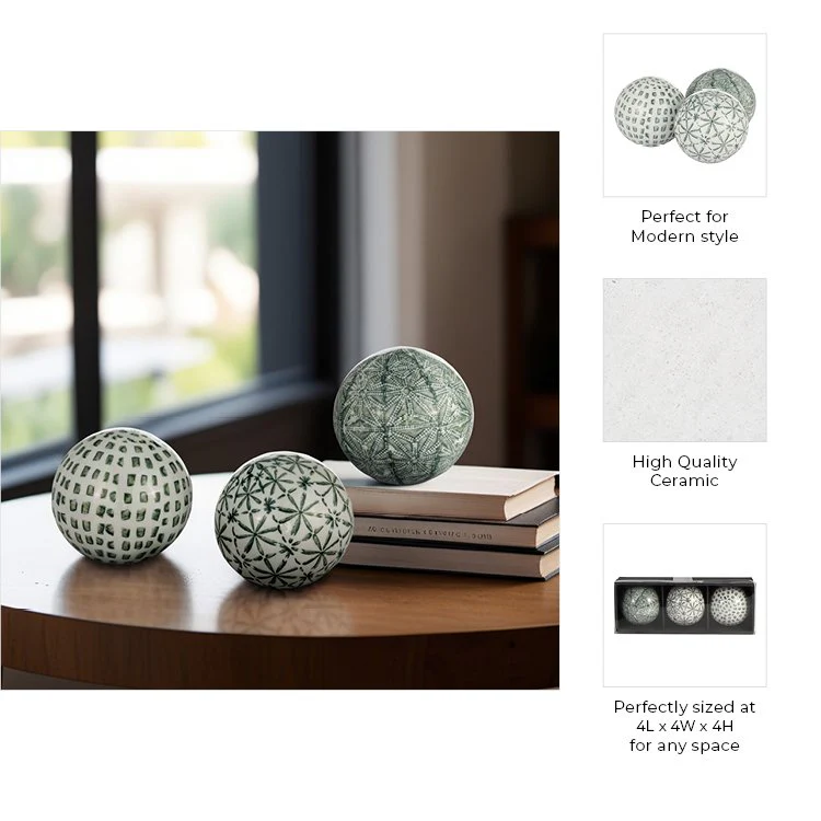 Cer, Boxed 4" 3/a Painted Orbs, Green - Image 6
