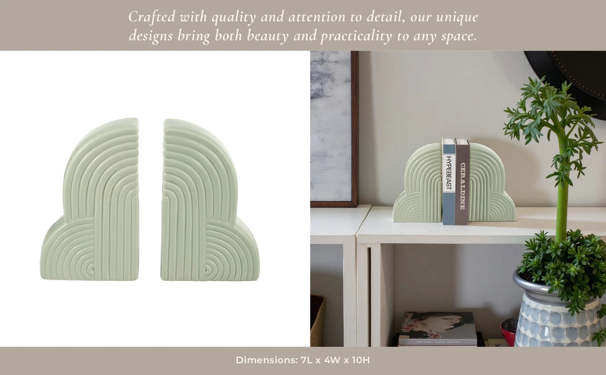 Cer, S/2 13x10" Arches Bookends, Cucumber - Image 14
