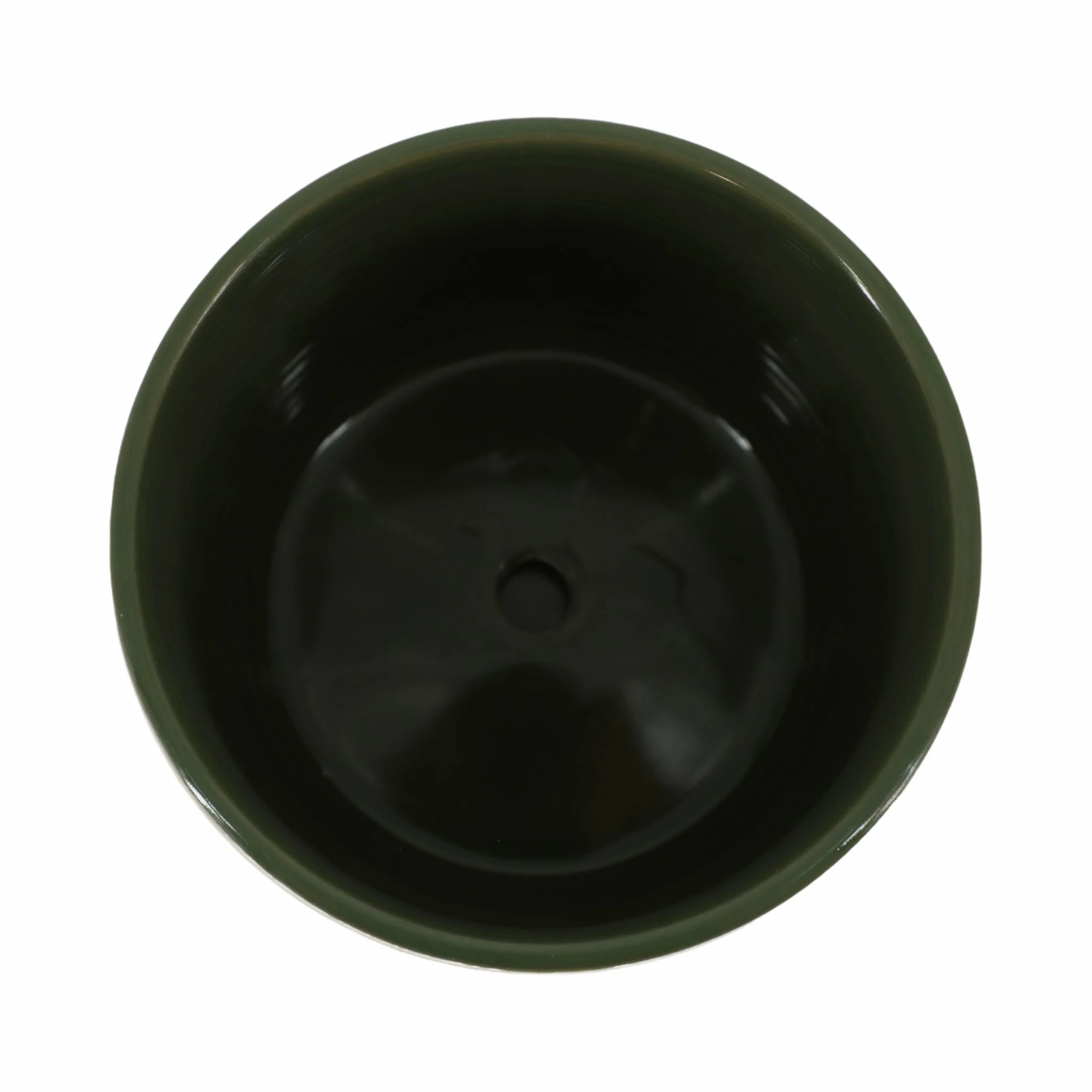 Cer,  S/2  5/6" X-planter W/ Saucer,  Olive - Image 4