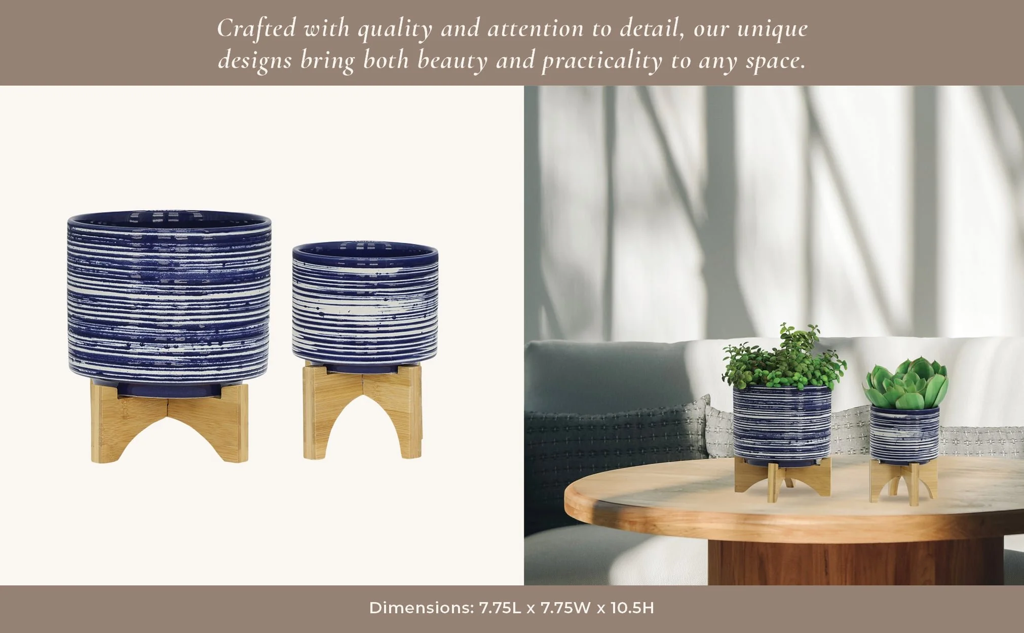 Cer, S/2 5/8" Planter On Stand, Blue - Image 13