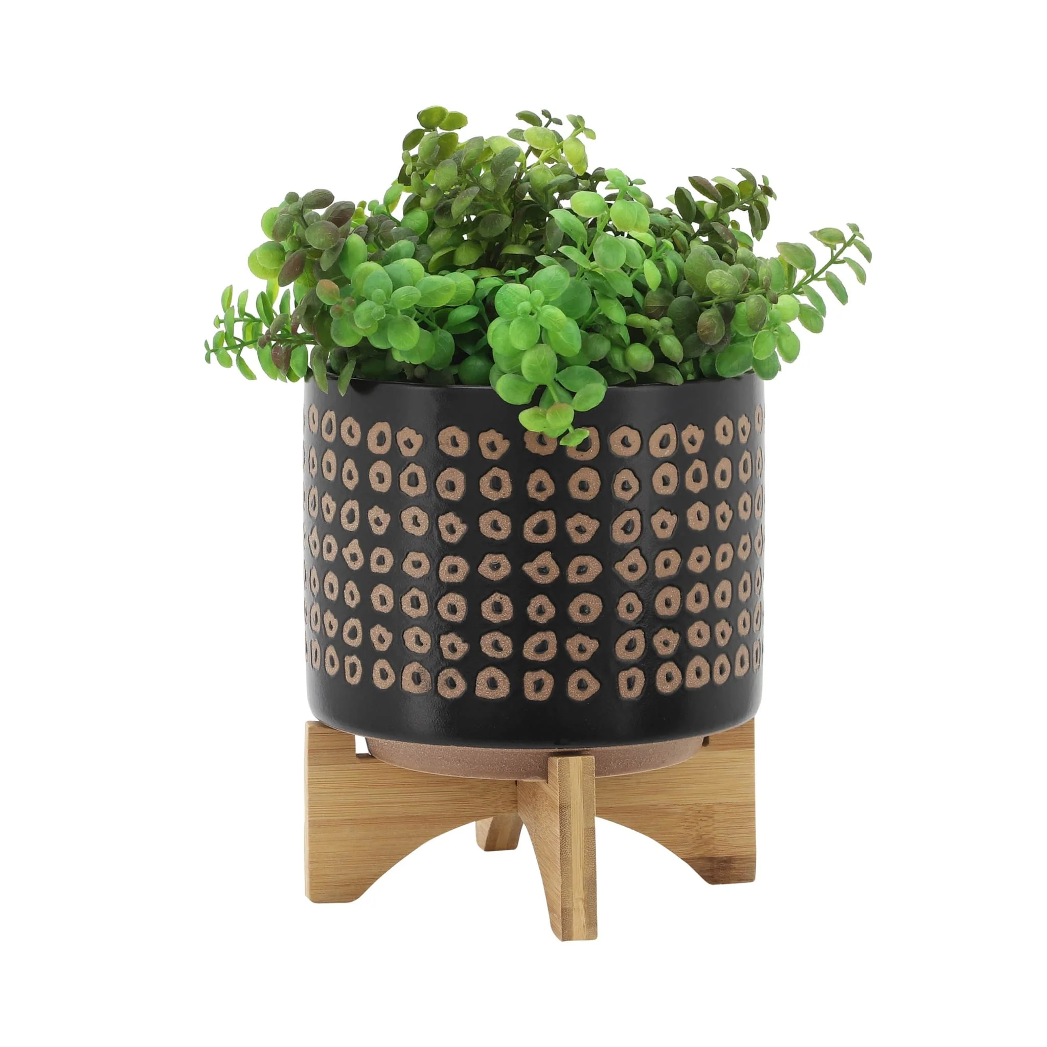 Cer, S/2 5/8" Planter On Stand, Brown - Image 3