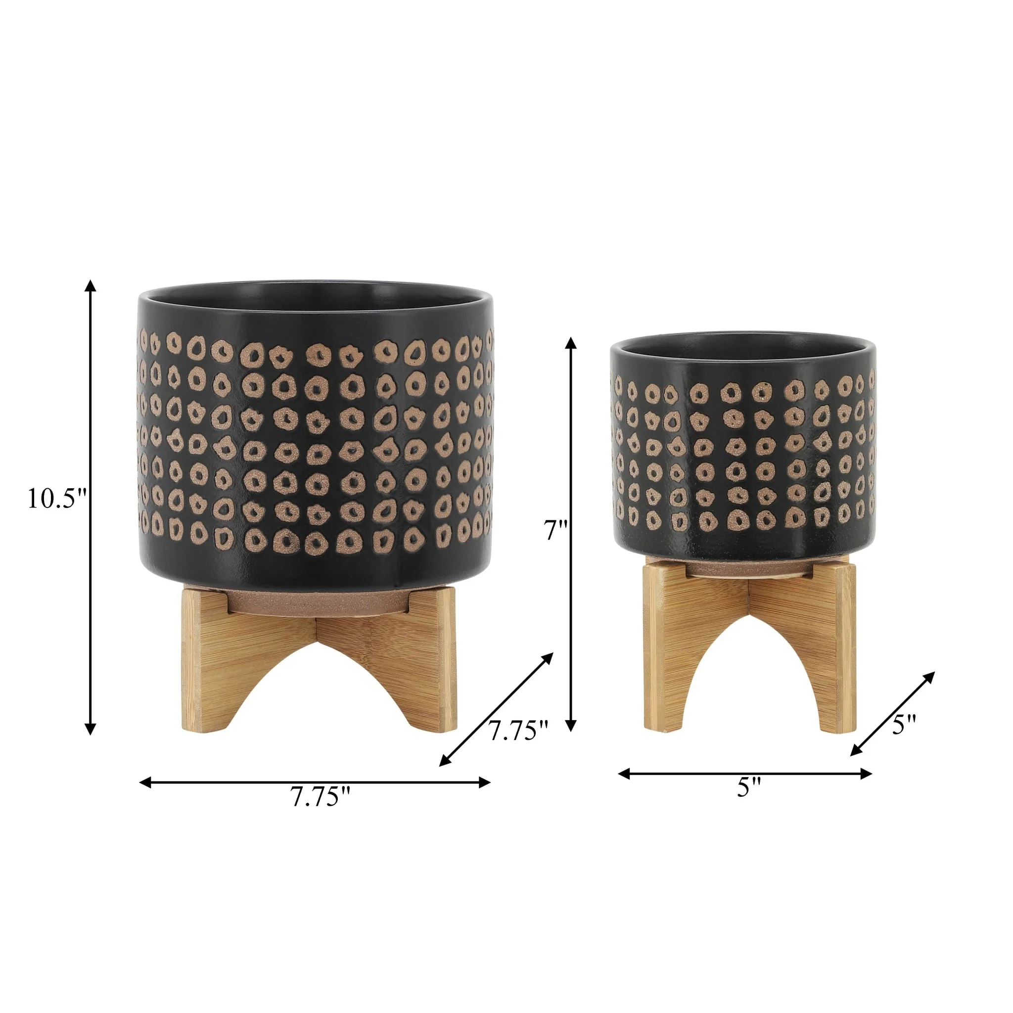 Cer, S/2 5/8" Planter On Stand, Brown - Image 8