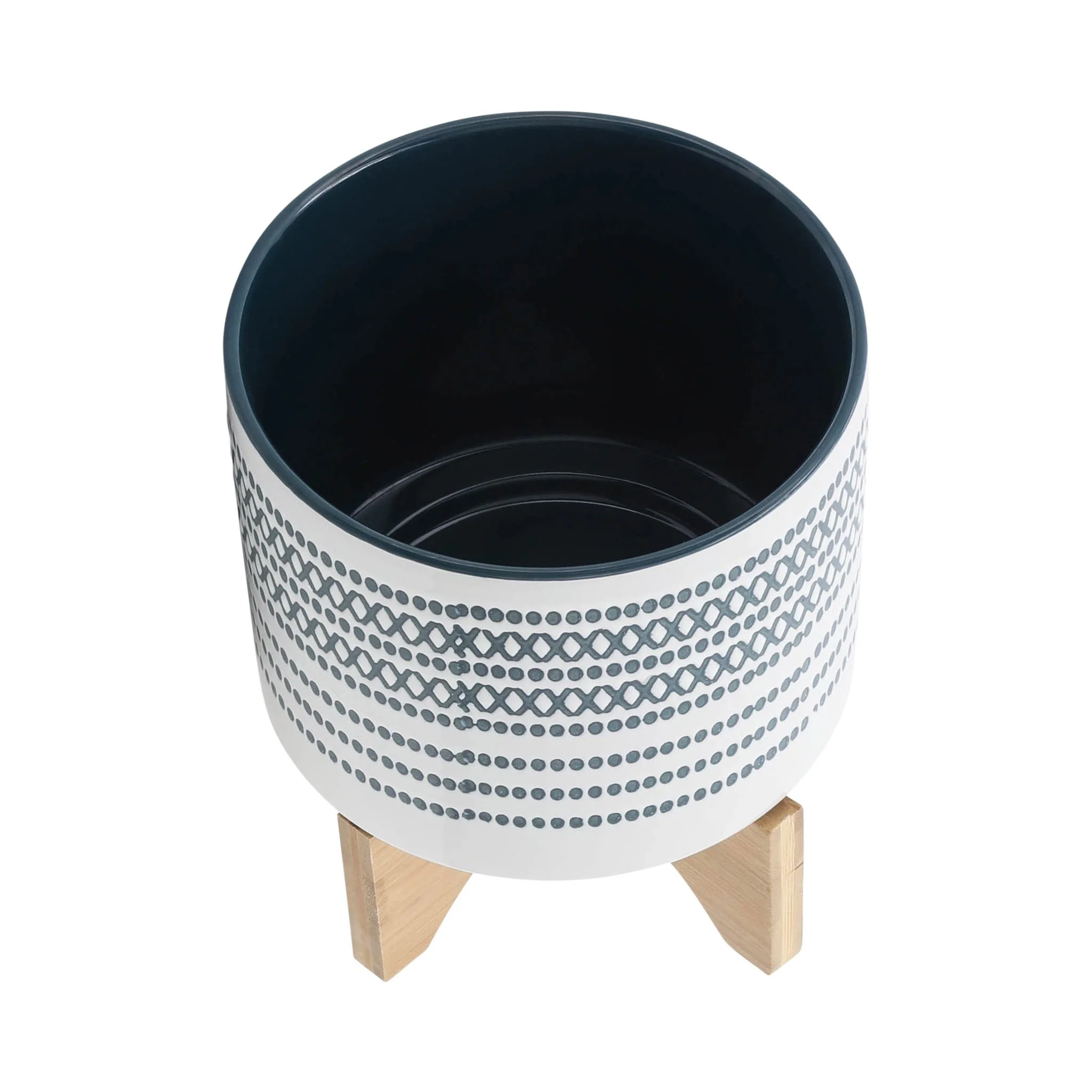 Cer, S/2 5/8" Planter On Standw/ Dots, Blue - Image 5