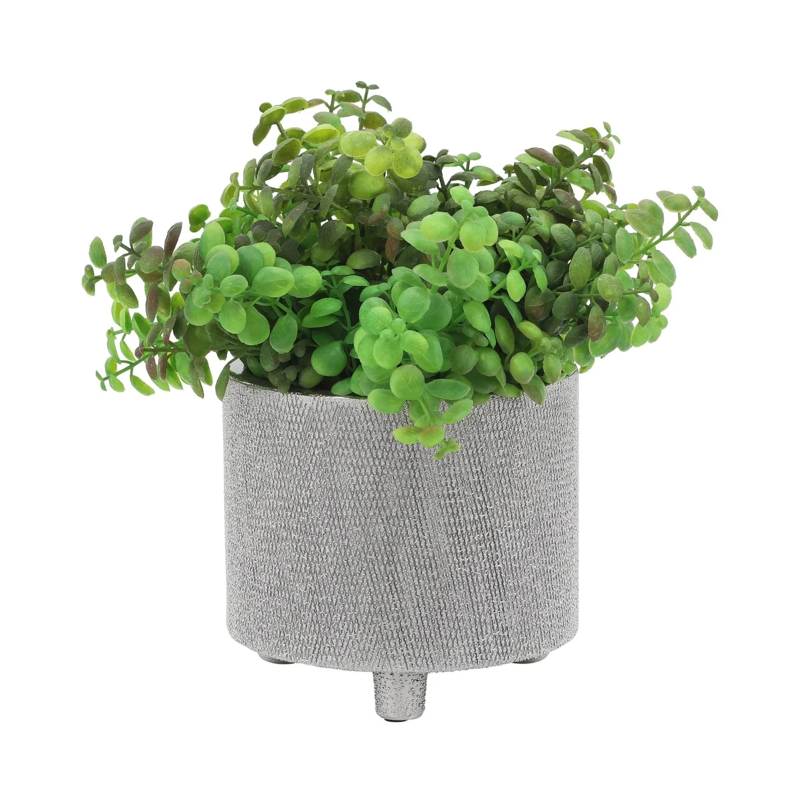 Cer, S/2 6/8" Footed Scratched Planters, Silver - Image 2