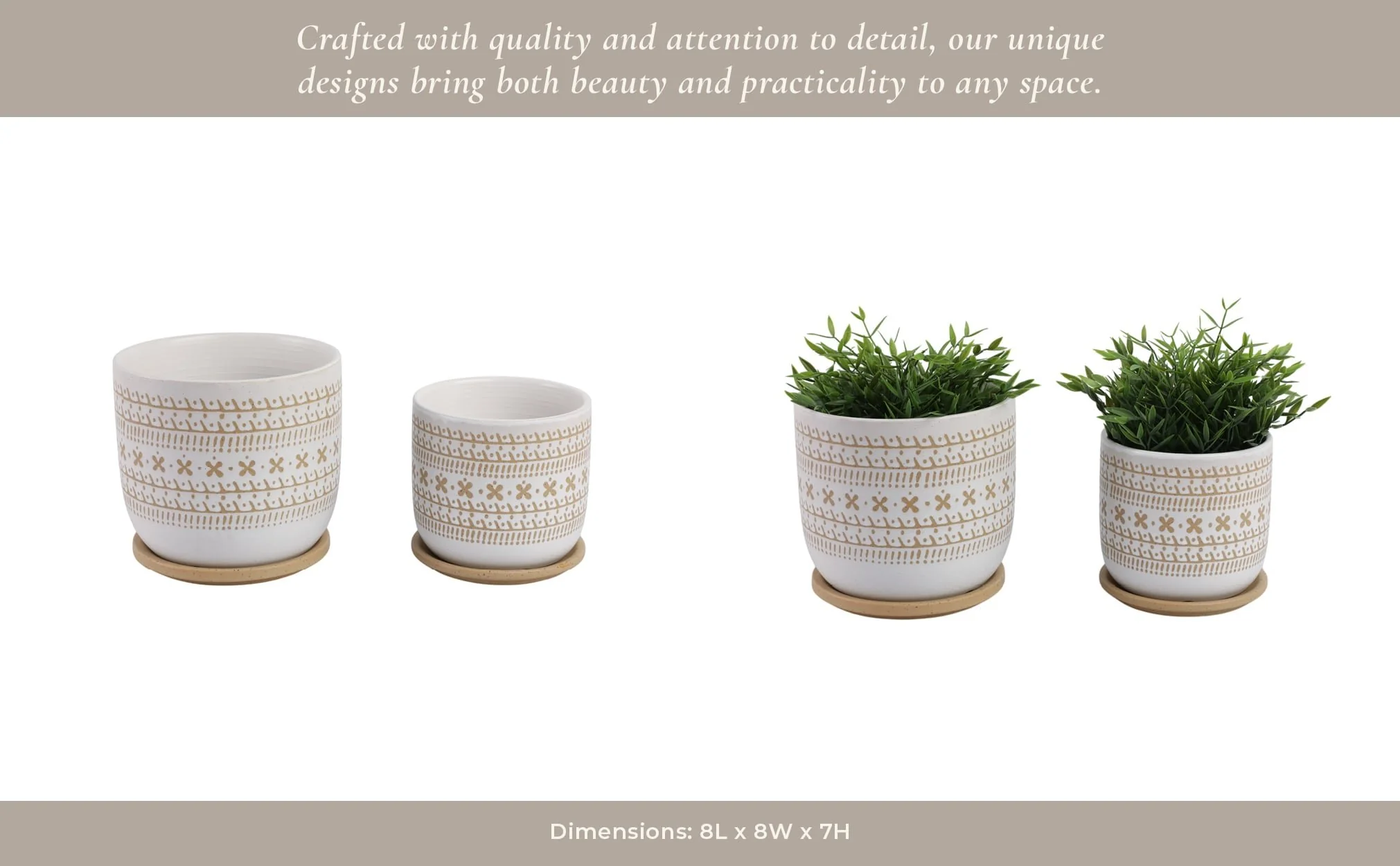 Cer?s/2 6/8" Planter W/ Saucer, Brown - Image 12