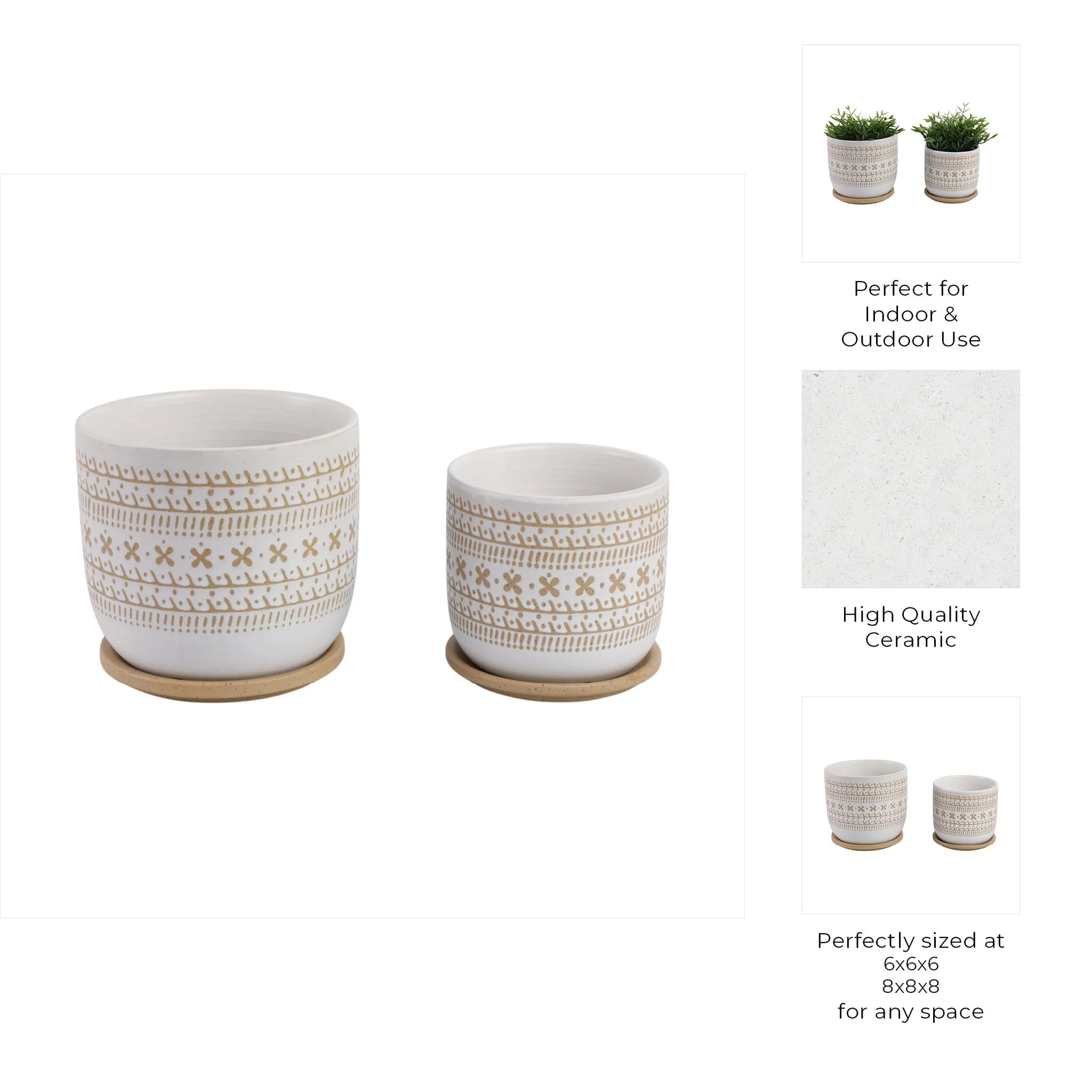 Cer?s/2 6/8" Planter W/ Saucer, Brown - Image 9