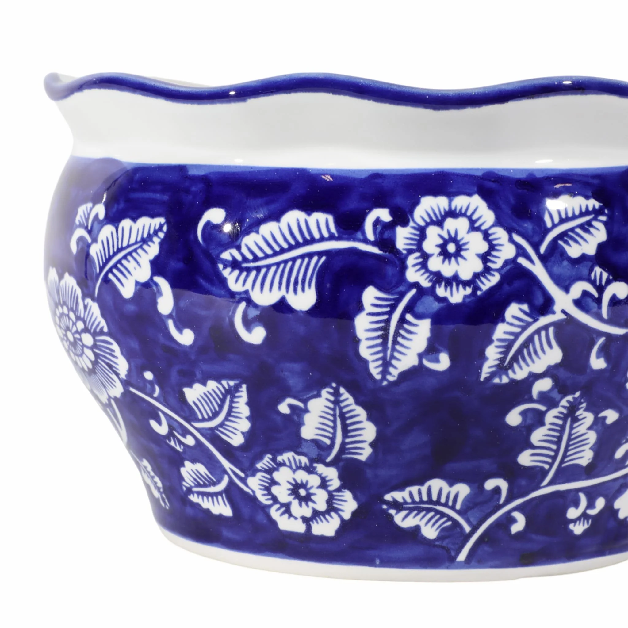 Cer, S/2 6/8" Round Chinoisere Planters, Blue/wht - Image 2