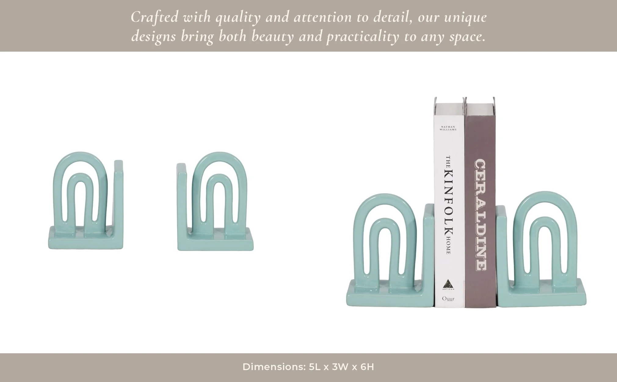 Cer,s/2 6" Arch Bookends, Mint - Image 12