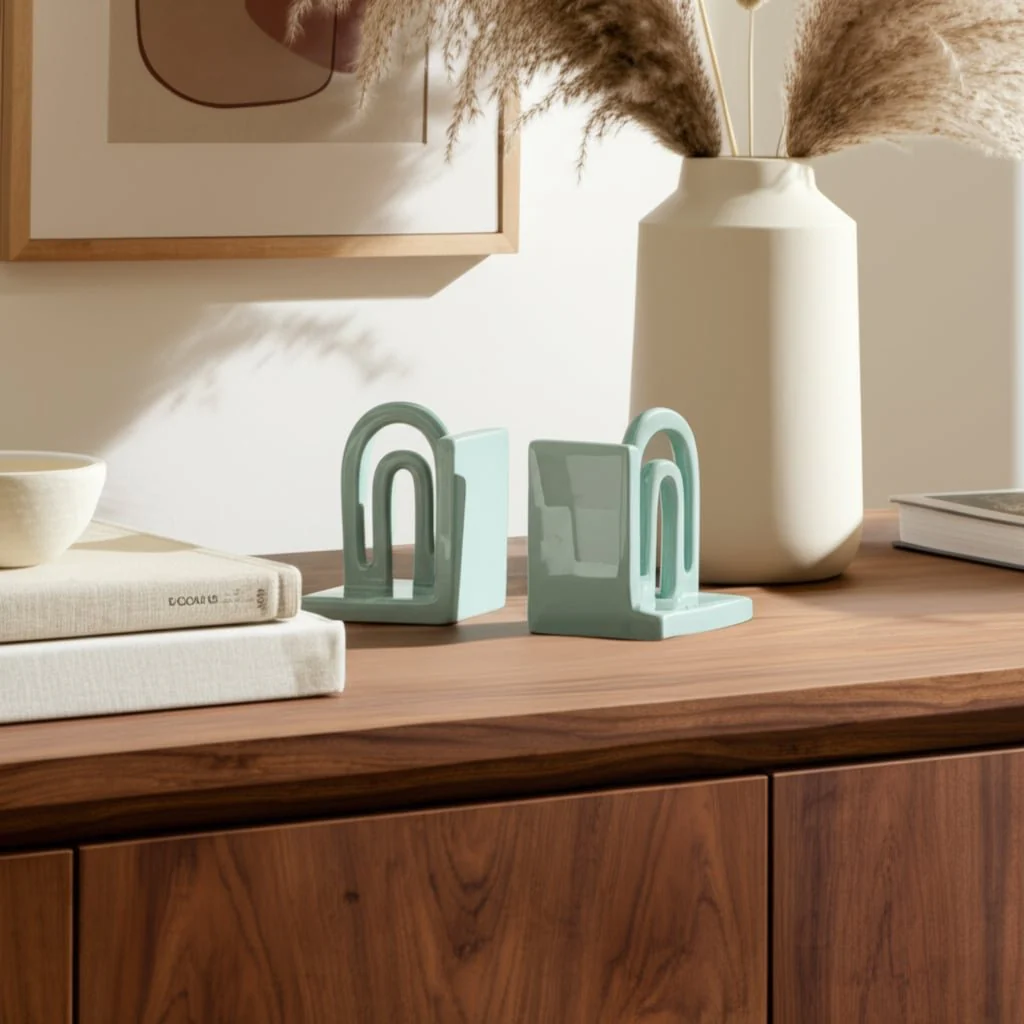 Cer,s/2 6" Arch Bookends, Mint - Image 9