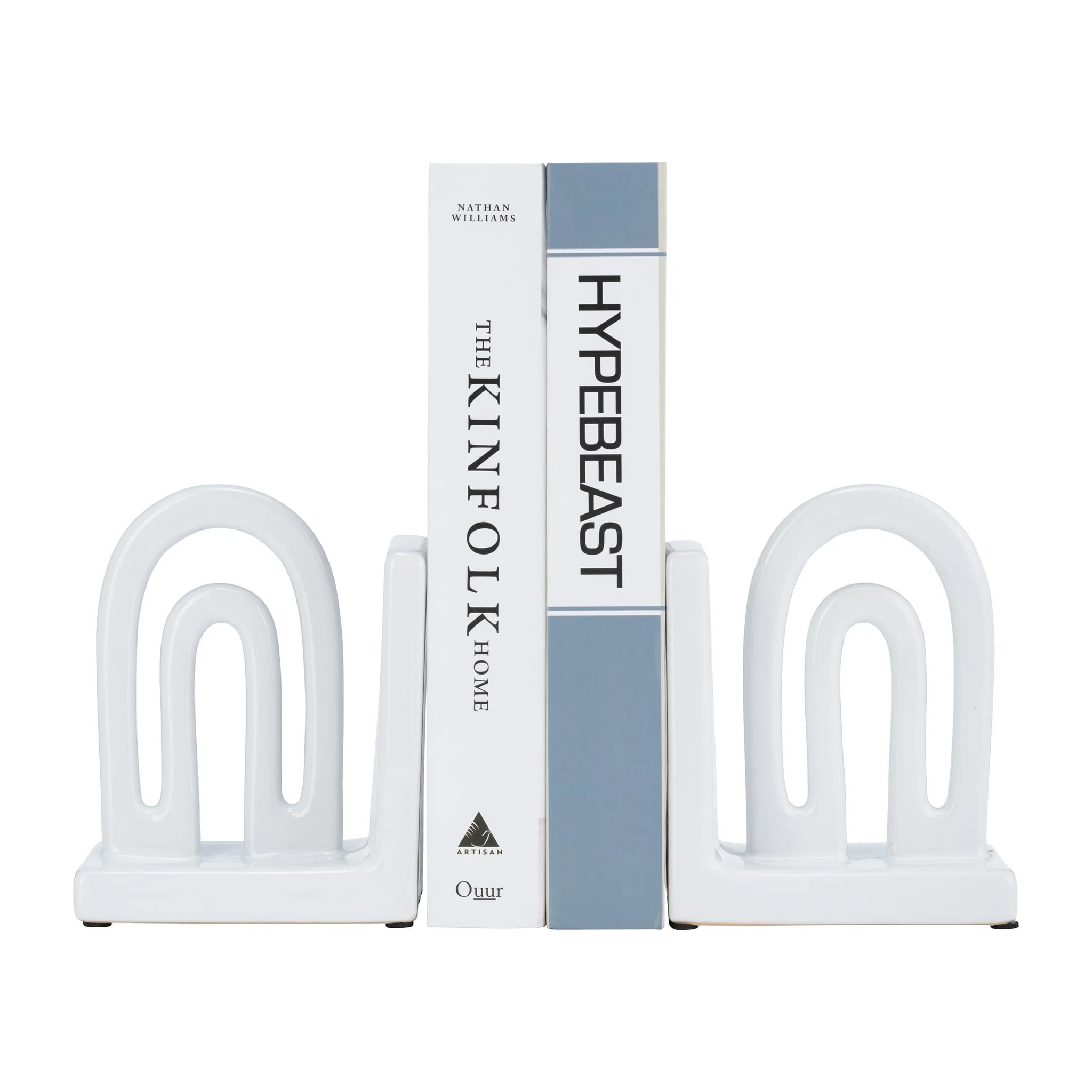 Cer,s/2 6" Arch Bookends, White - Image 2