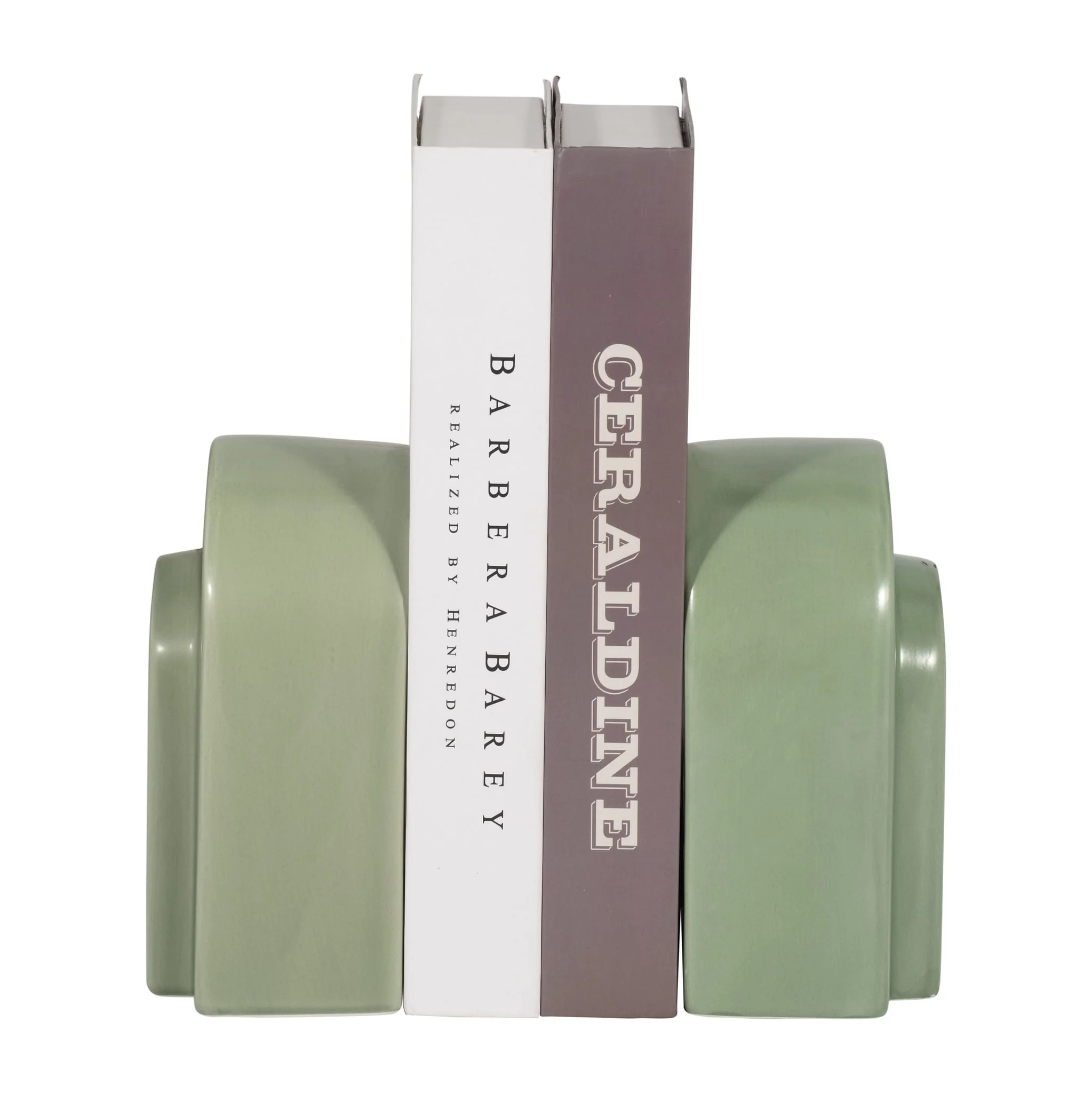 Cer, S/2 7" Arch Bookends, Dark Sage - Image 2