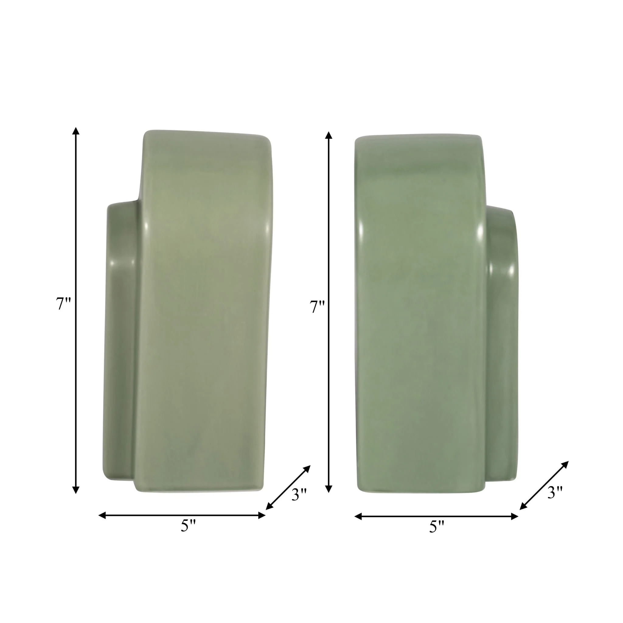 Cer, S/2 7" Arch Bookends, Dark Sage - Image 7