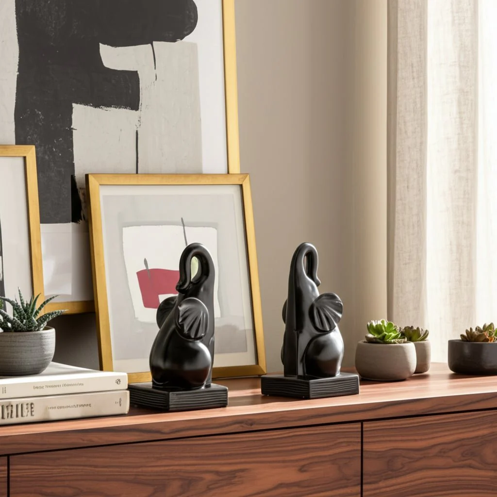 Cer, S/2 8"h Elephant Bookends, Black - Image 11