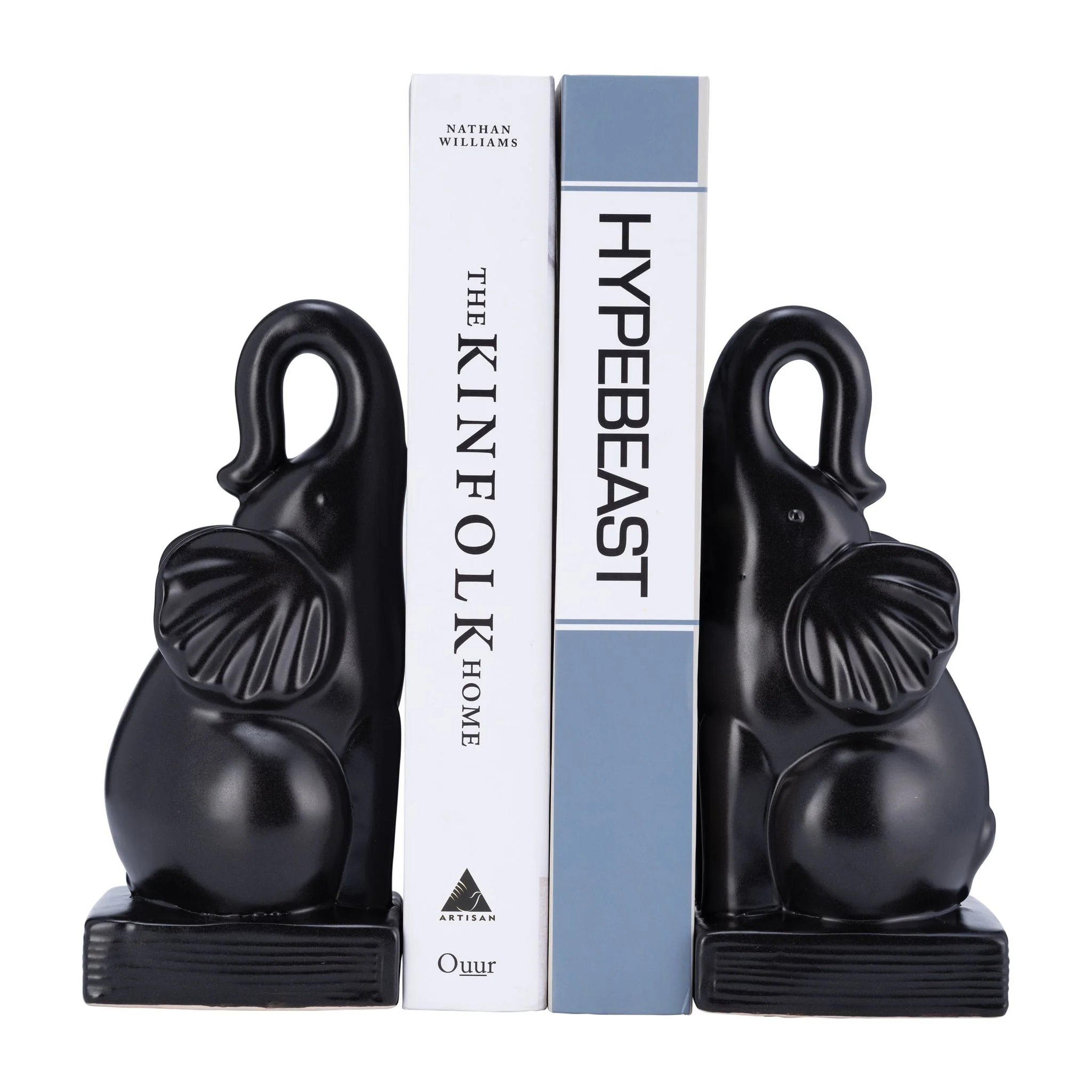 Cer, S/2 8"h Elephant Bookends, Black - Image 2