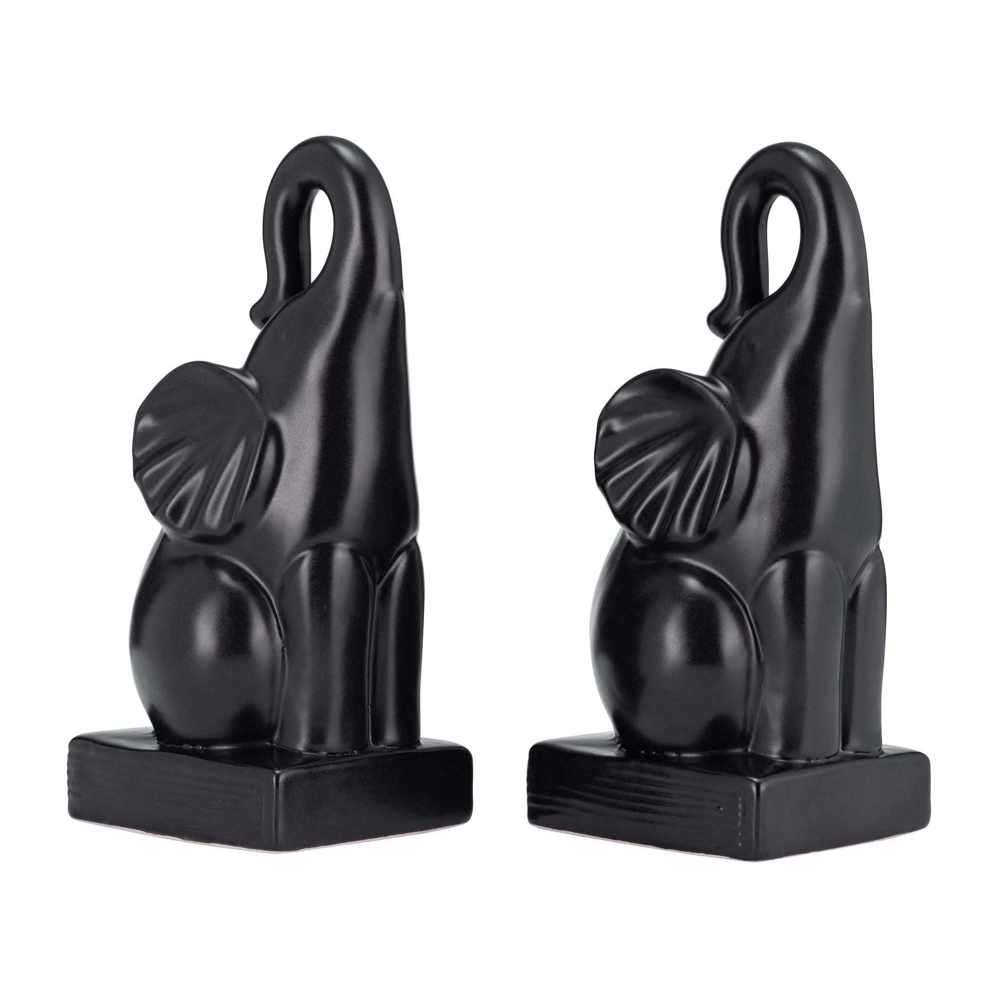 Cer, S/2 8"h Elephant Bookends, Black - Image 3