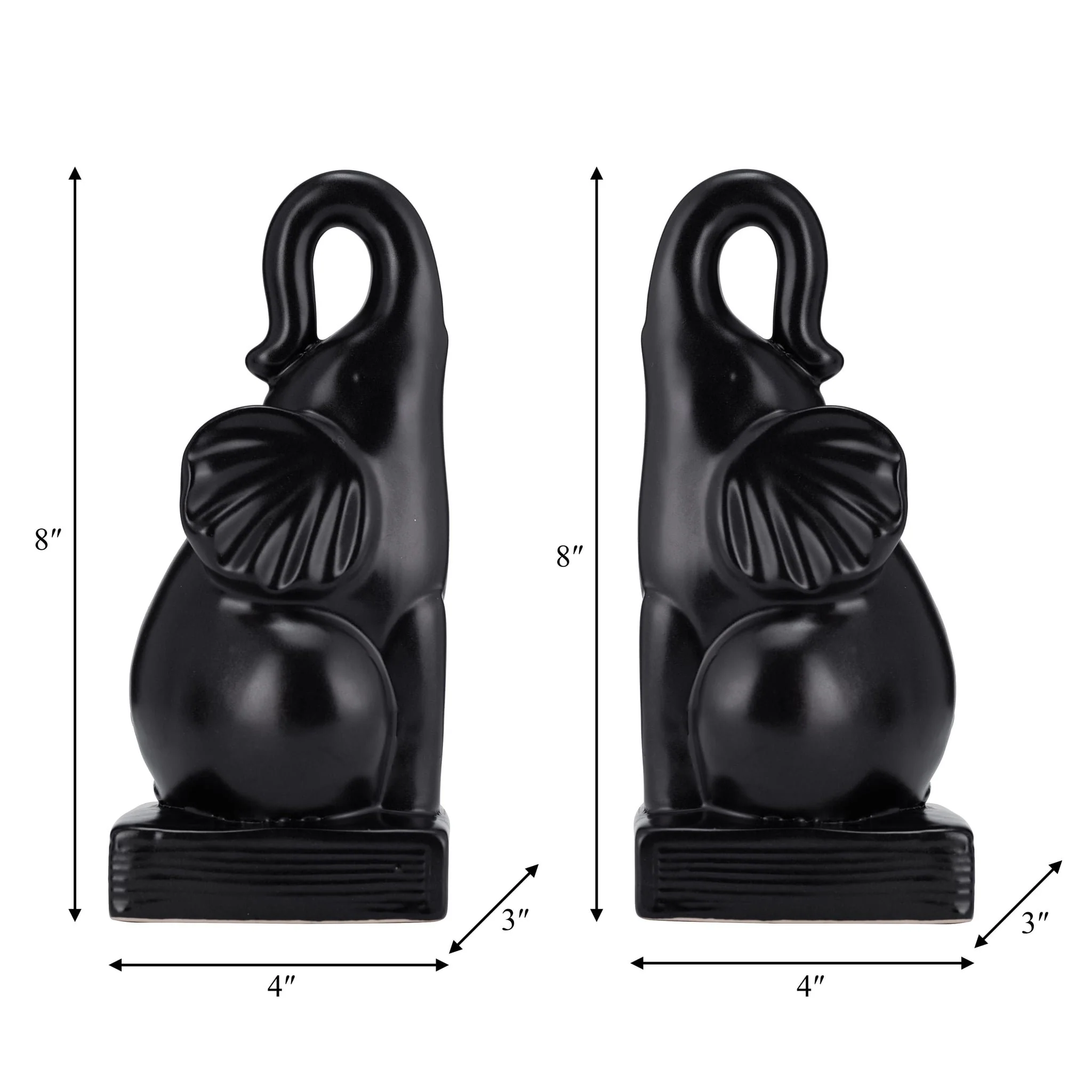 Cer, S/2 8"h Elephant Bookends, Black - Image 9