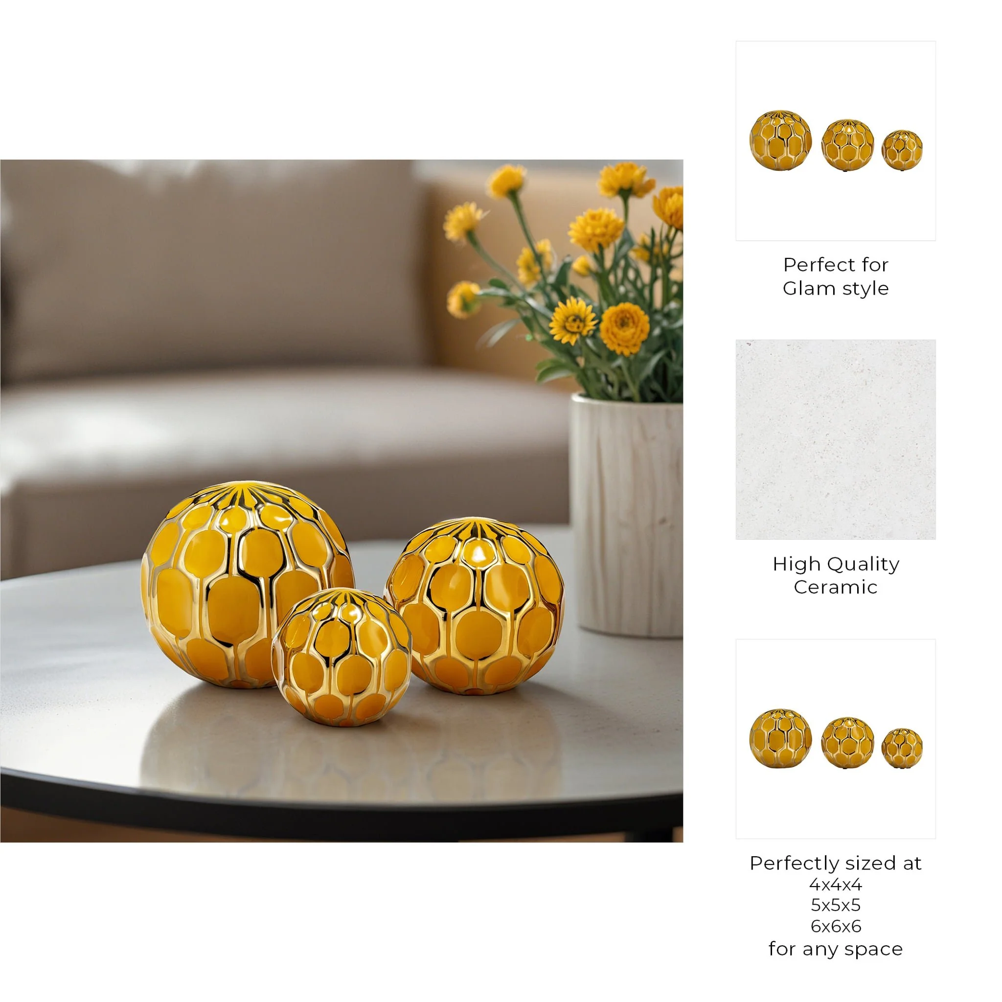 Cer S/3 4/5/6" Orbs, Honey/gold - Image 10