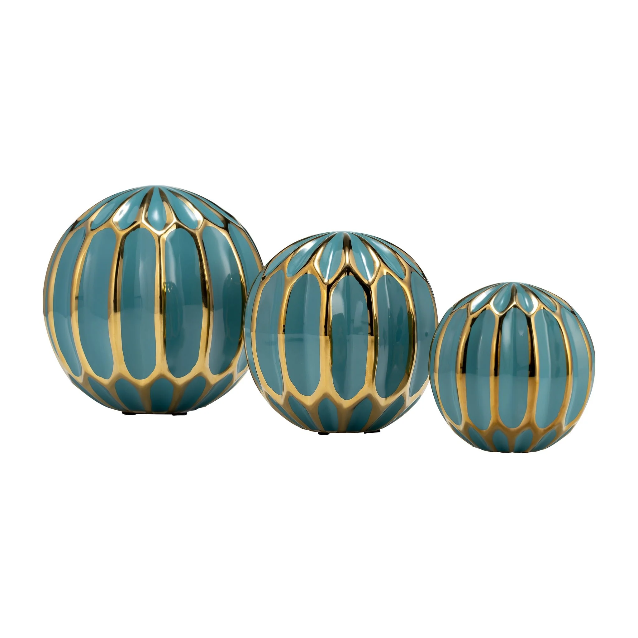 Cer S/3 4/5/6" Orbs, Turq/gold - Image 3