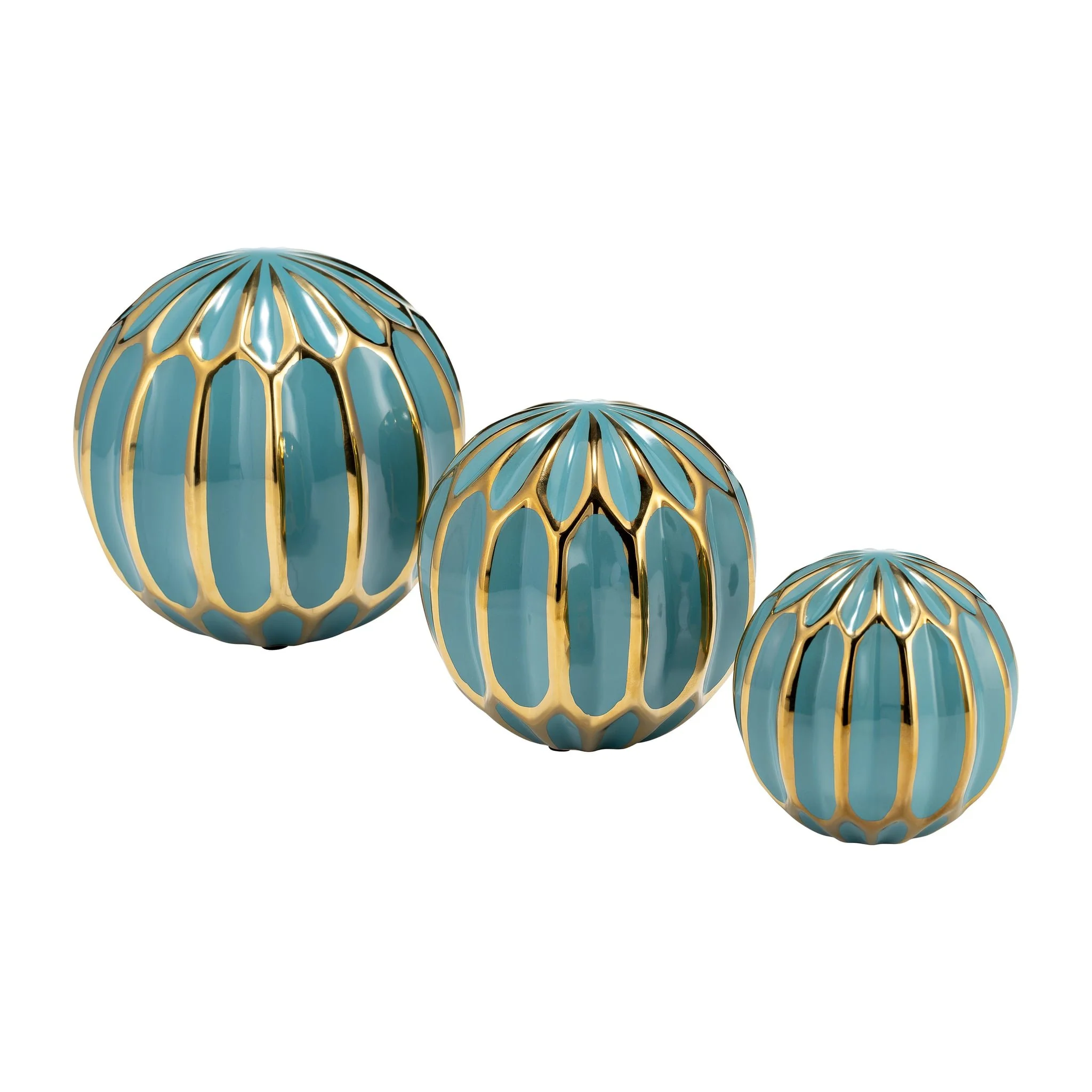 Cer S/3 4/5/6" Orbs, Turq/gold - Image 4