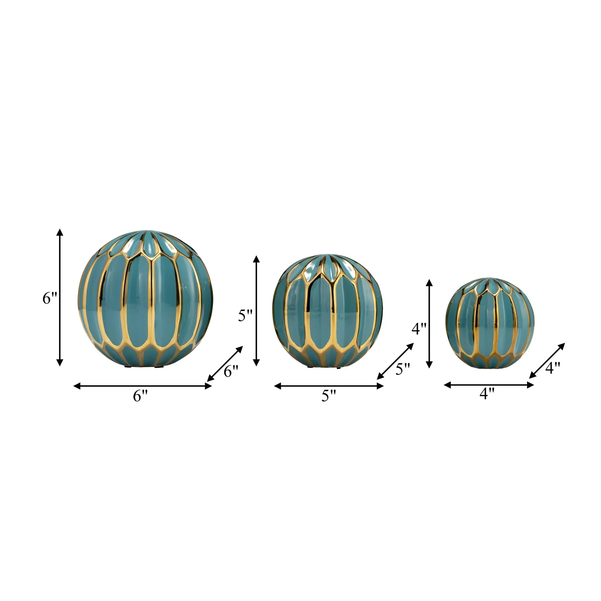 Cer S/3 4/5/6" Orbs, Turq/gold - Image 9